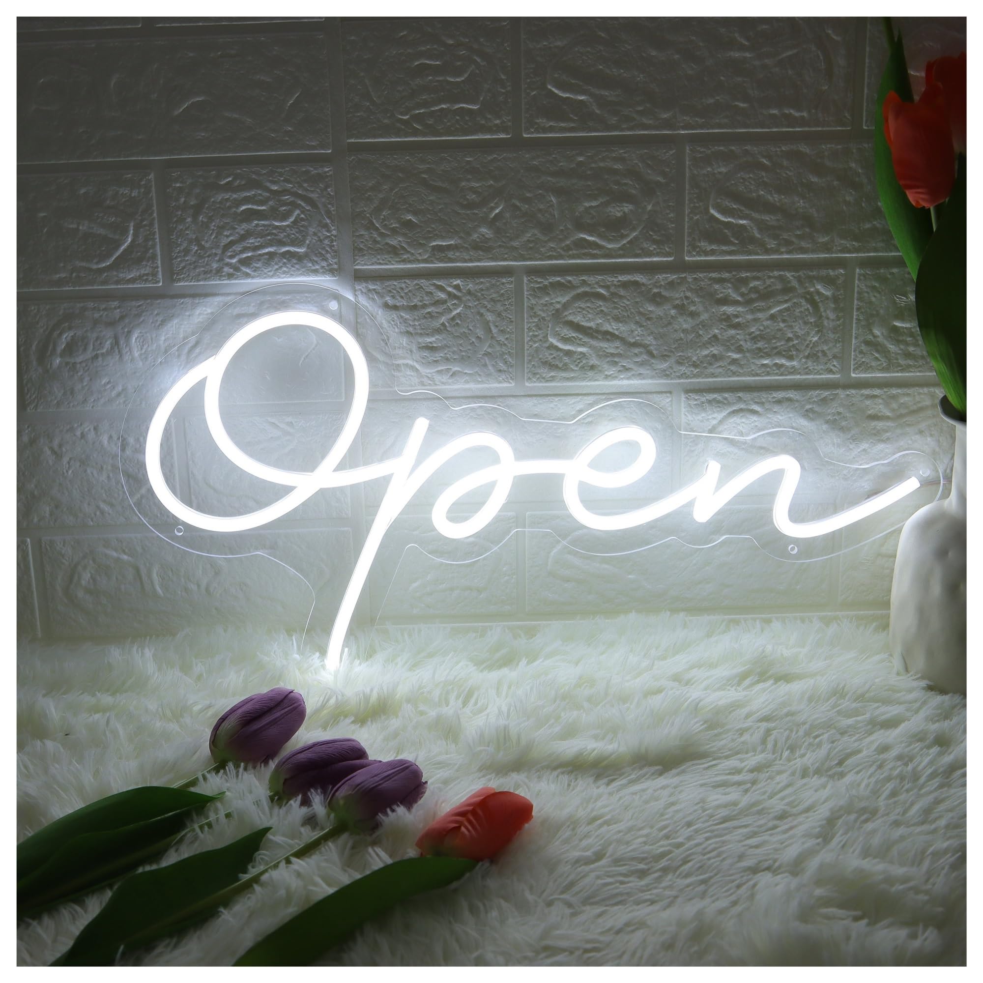 RONGCH Hanging Art Signs Open Neon Sign,Suitable for Restaurant Fast Food Shop Wall Decor with Dimmable 30cm(A)