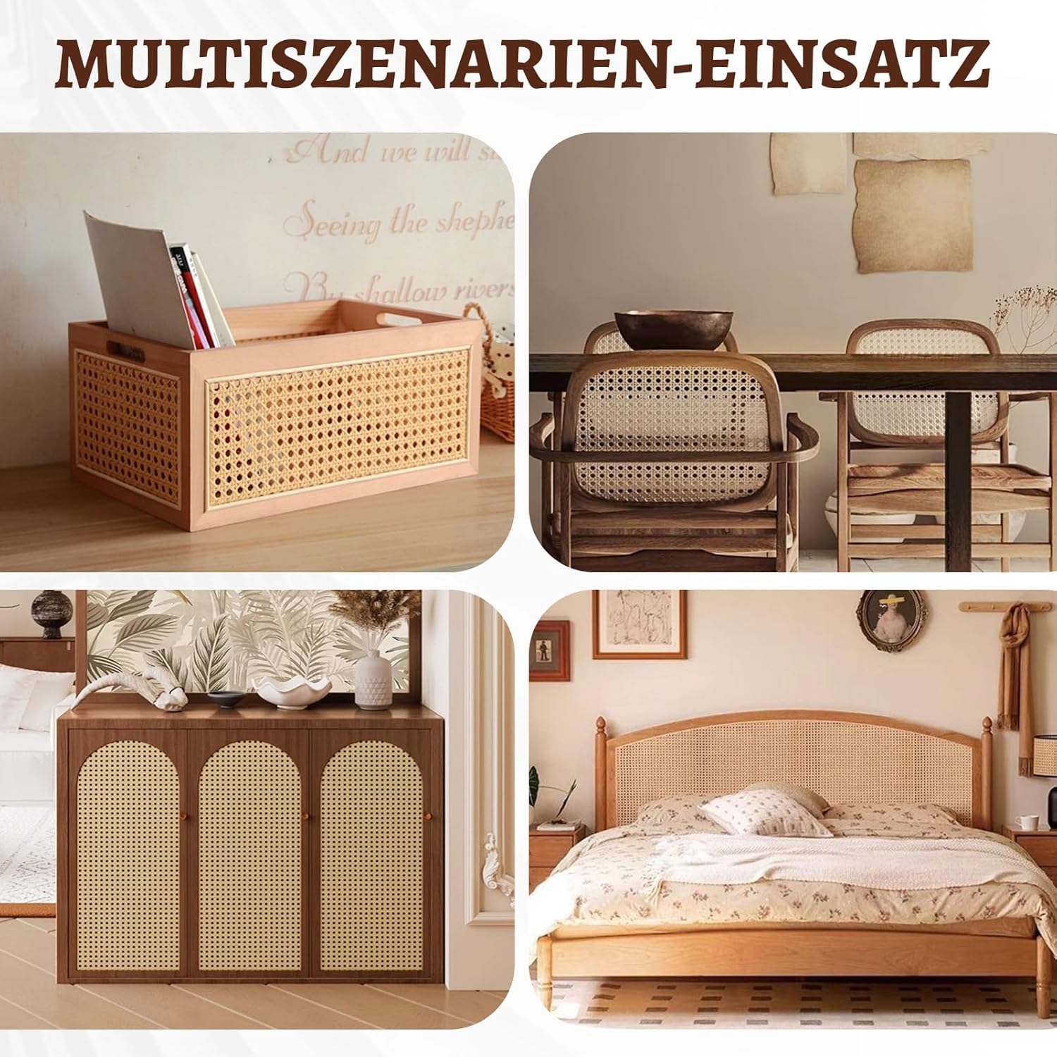 Tressage de Vienne - 40 x 300 cm - Sangle en rotin PE imperméable - Résistante à la moisissure - Décoration de meubles en rotin faite à la main - Pour le bricolage, le bricolage