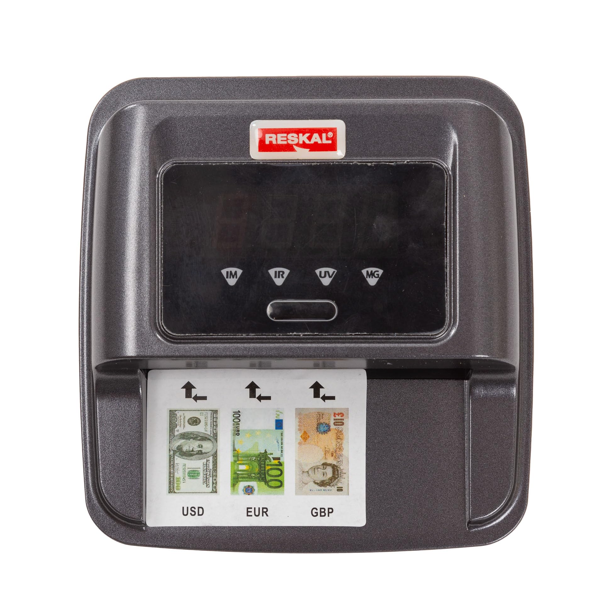 Reskal Detector Electrónico Móvil Falso Billetes EUR-USD-GBP