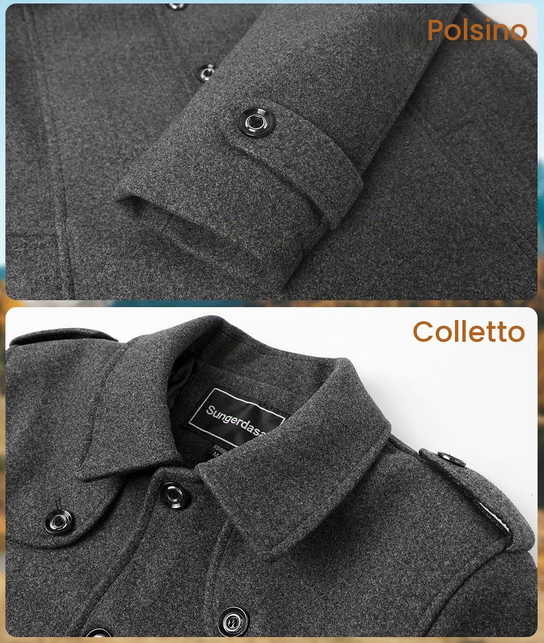 Cappotto da Uomo in Lana Corto Trench Cappotti Giacche Elegante Trincea Cappotto Invernale Business Calda Invernale Coat in Caldo Imbottito Foderato