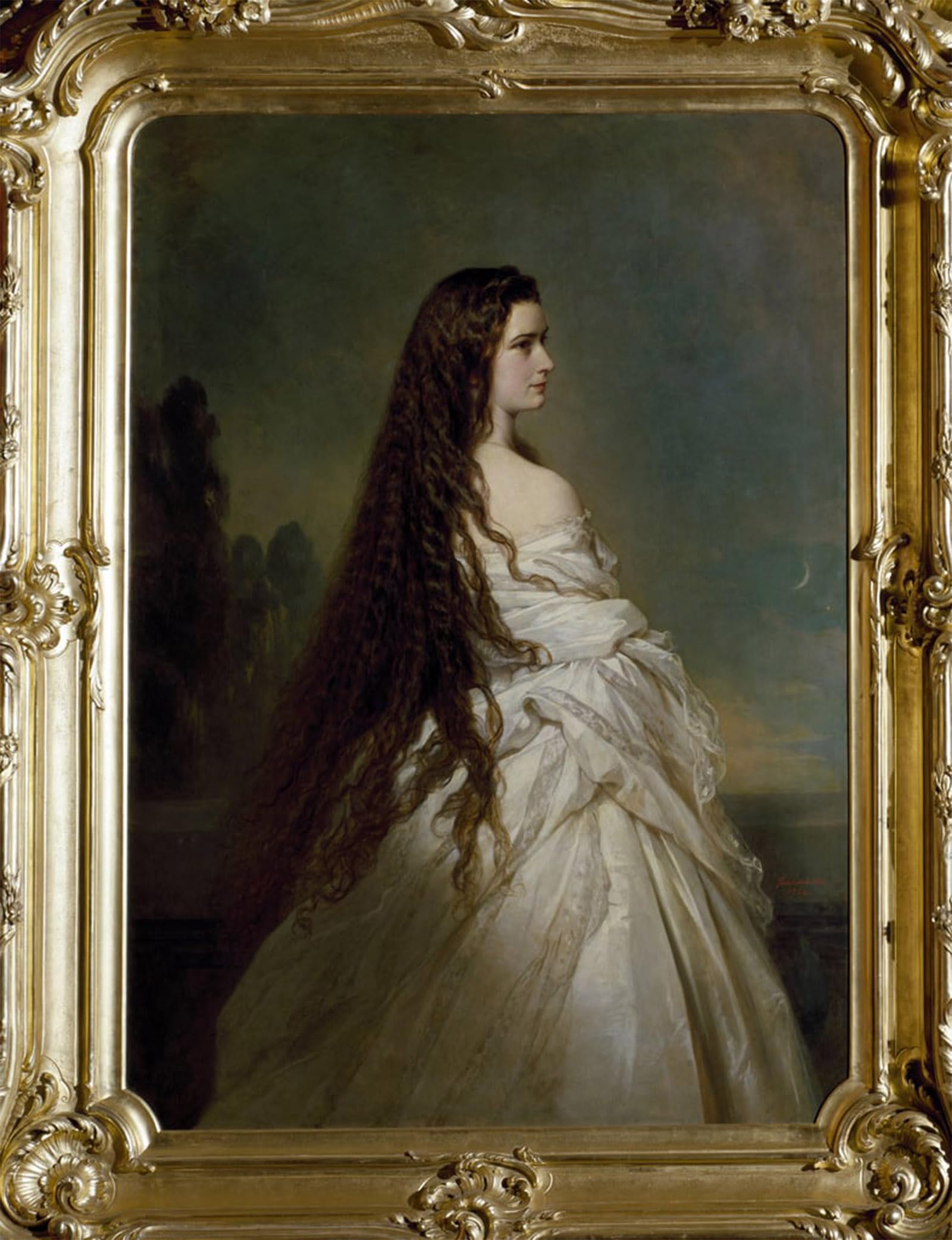 ARTXLXXBN Famous Art Print Poster Vintage Wall Art Portrait of Elisabeth De Wittelsbach by Xaver Winterhalter Canvas Art Poster for Home Decor 60x90cm