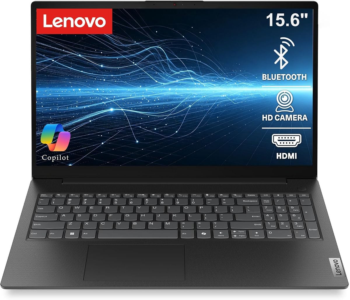 Lenovo 15.6 Copilot AI FHD WiFi 6 2026 Laptop empresarial 8GB DDR5 256GB SSD | Power PC para todo el día, USB-C PD y DP, Bluetooth, HDMI, RJ-45 - Edición de vídeo para el hogar y la oficina Trabajo remoto
