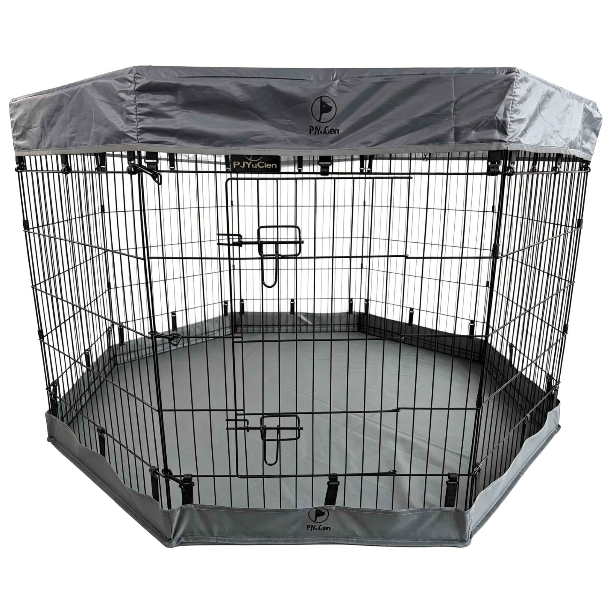 PJYuCien Puppy Playpen with Top Cover &amp; Bottom Pad, 8 Panels 36" H, Gray