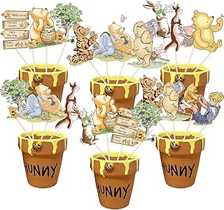 Winnie Table Centerpiece Sticks Decorations, Winnie Pooh Birthday Photo Props Kids Winnie Bear Table Sticks Decorations