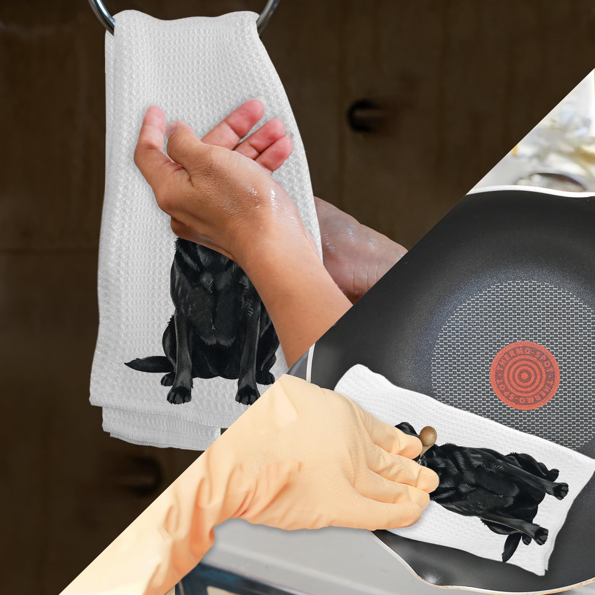 Funny Black Labrador Retriever Gifts Kitchen Towels, Black Lab Dog Lovers Gifts Hand Towels, Labrador Retriever Dish Tea Towel for Kitchen Decorations Decor, 16x24 Inch