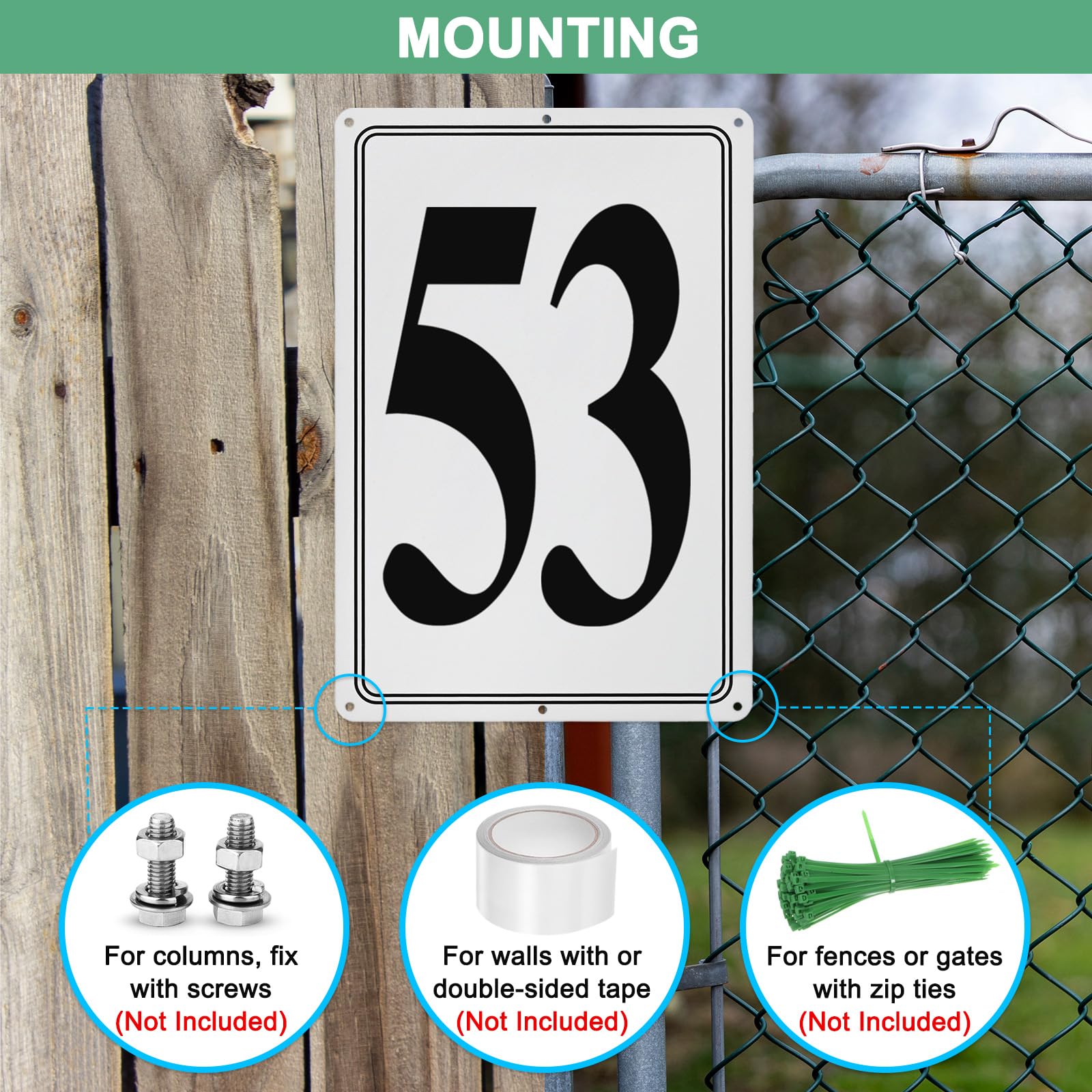 M METERXITY Aluminum Number Sign 53, 11.8 Inch House Numbers and Metal Letters, Parking Spot Letter Signs - Image 4