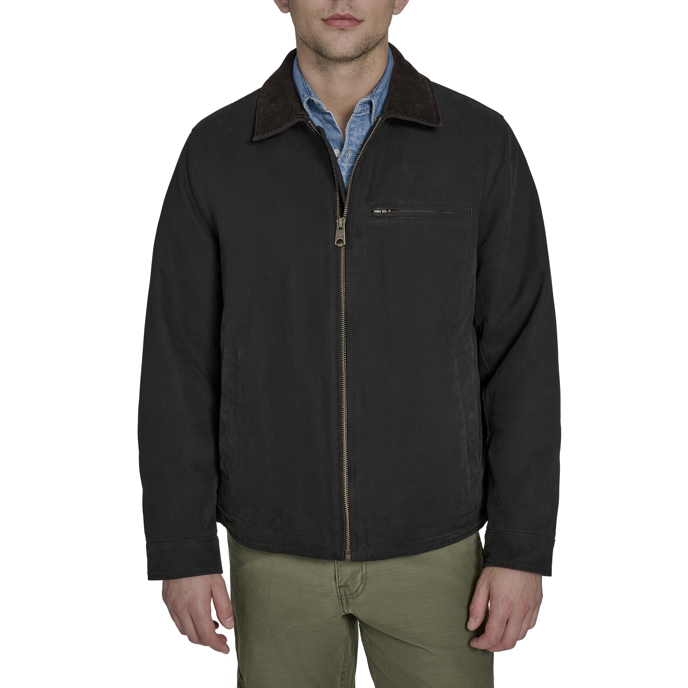 Levi's Men's Black Cotton Depot Jacket With Corduroy Collar, M