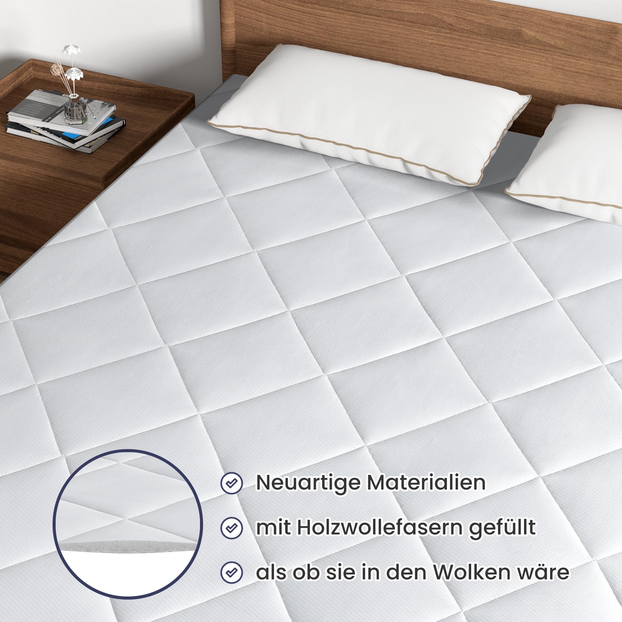 BedStory Topper 140x200cm, 12cm H3&H4 Kaltschuam Topper, Bequeme Matratzentopper für Boxspringbett und unbequemem Betten Schlafsofa - Öko-TEX Zertifiziert-Beide Seiten Schlafbar