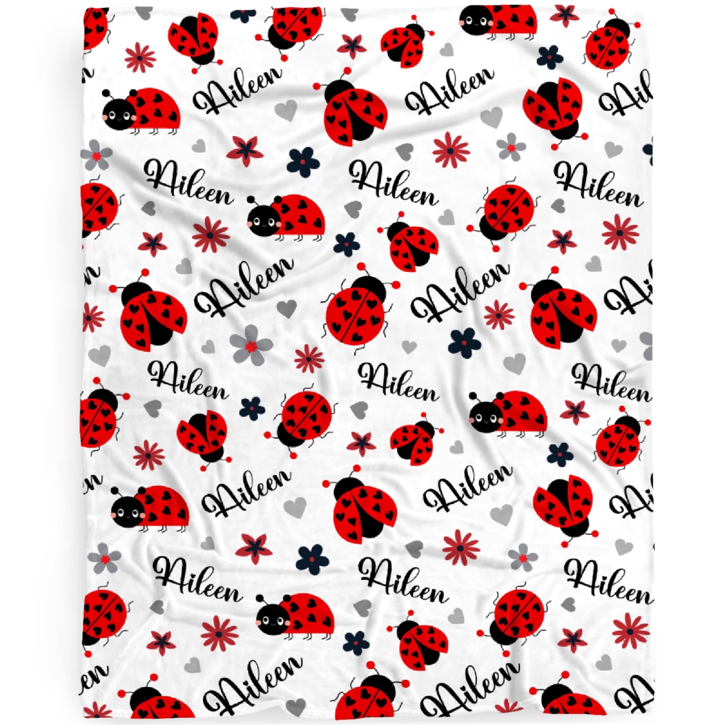 Custom Ladybug Baby Blanket Gifts Super Soft Personalized Lady-Bug Toddler Blanket for Boys Girls, Newborn, Infant Nursery Crib 30x40 in for Pet/Toddler