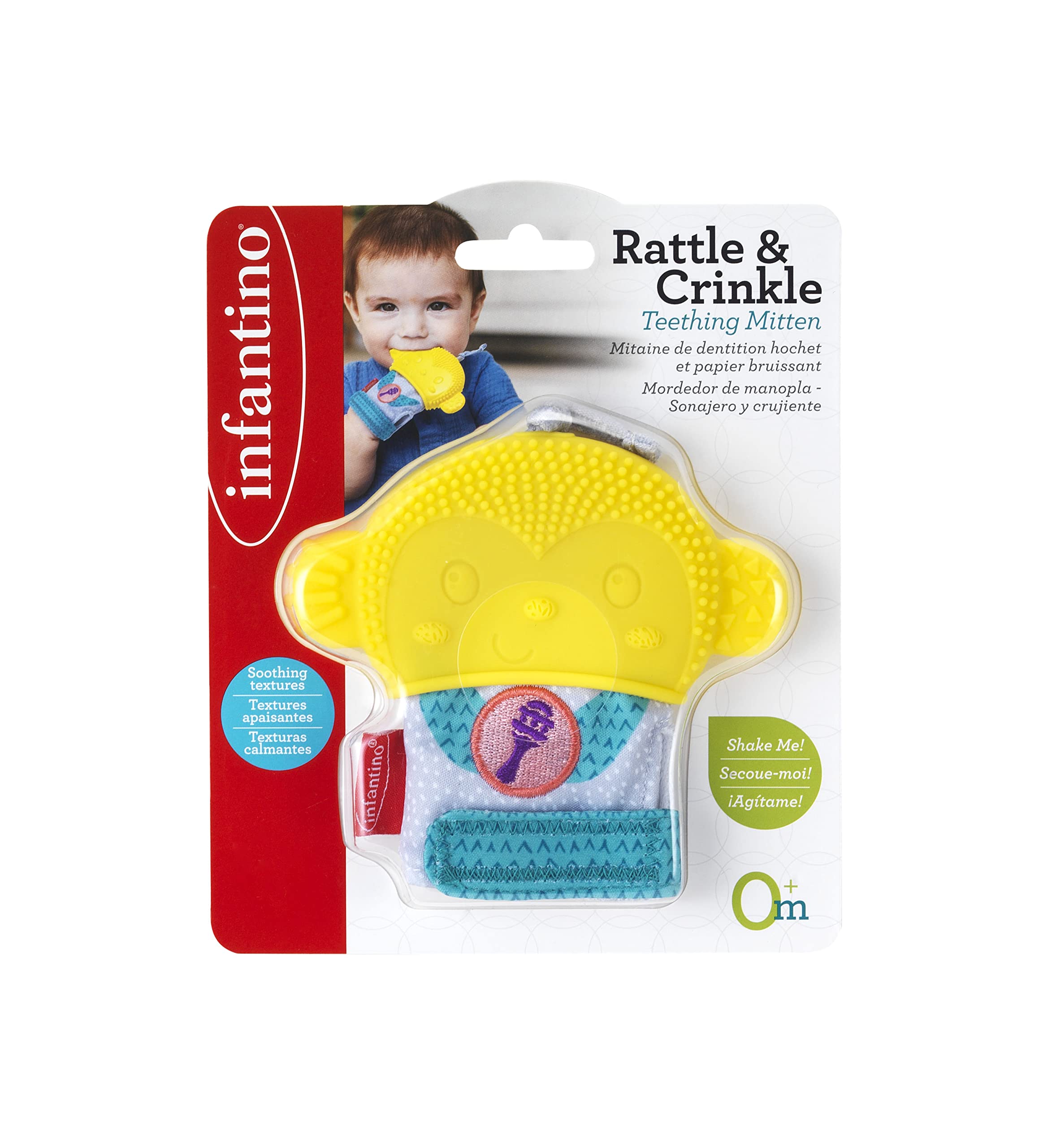 InfantinoRattle & Crinkle Teething Mitten For Baby Suitable From 0 Months-Multicolor