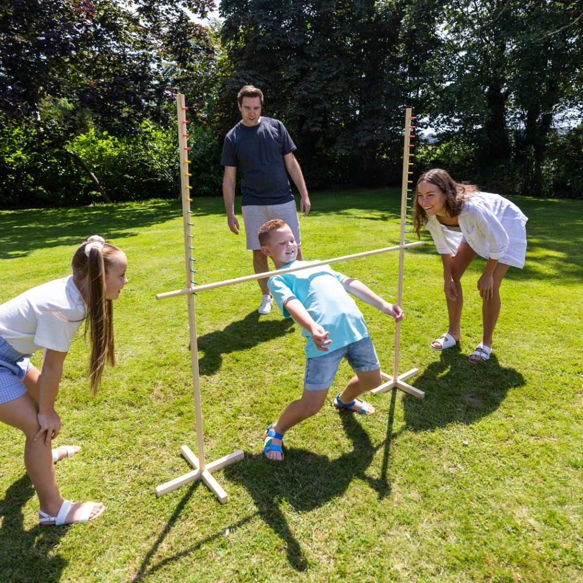 Grasshopper Games Set Limbo in legno per bambini e adulti con borsa per il trasporto, gioco da giardino per interni ed esterni, per la famiglia