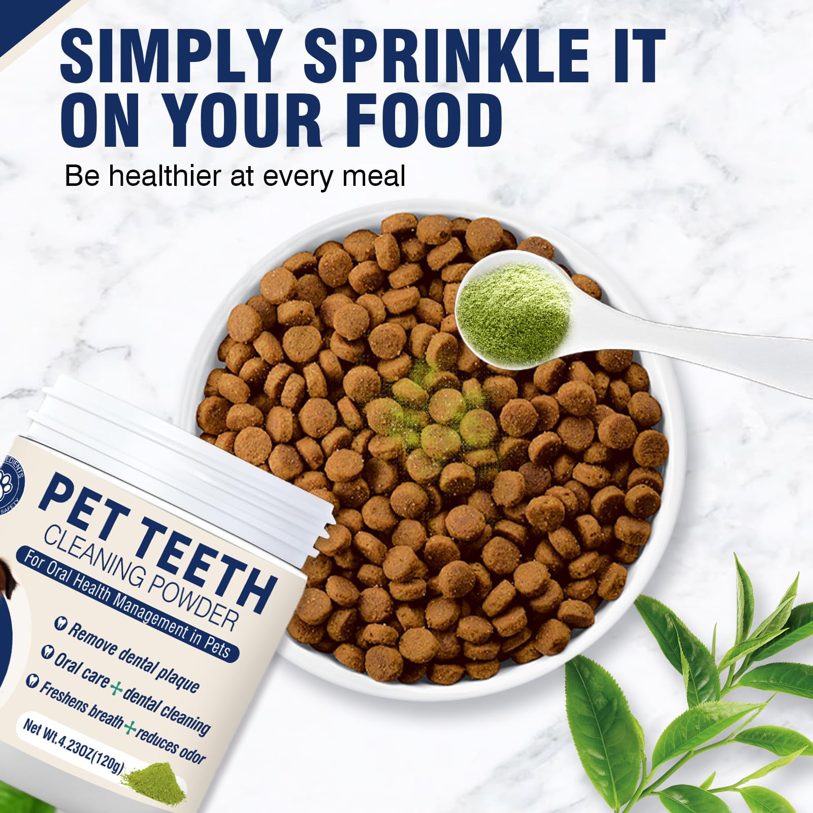 Dental Powder for Dogs Teeth Fresh Breath and Teeth Cleaning Contains Natural Ingredients and Probiotics Dental Powder Dog Tartar and Plaque Removes Tooth Cleaner for Dogs 120g (60-Day Supply) - image 6