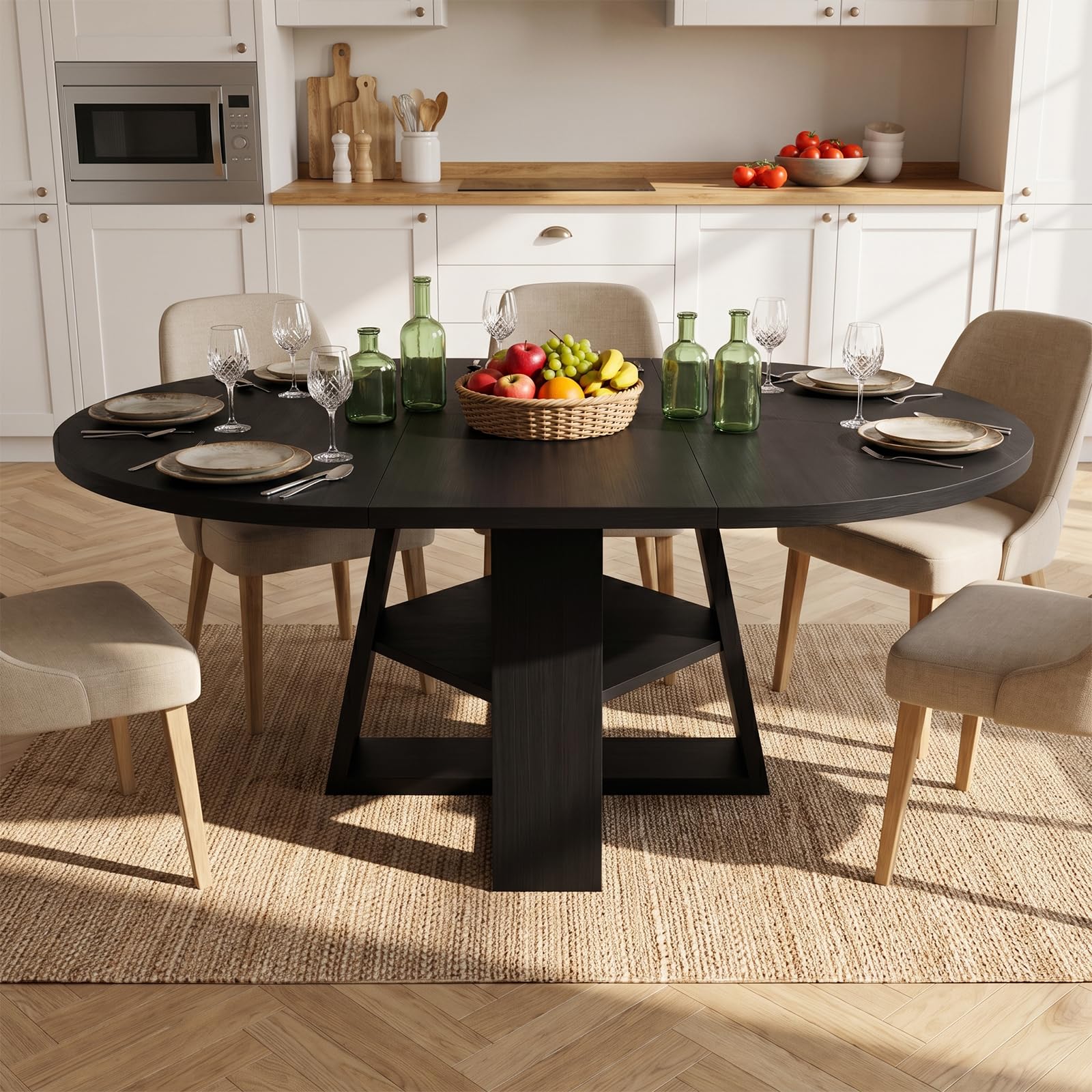 Mesa de Comedor Extensible,con Espacio de Almacenamiento