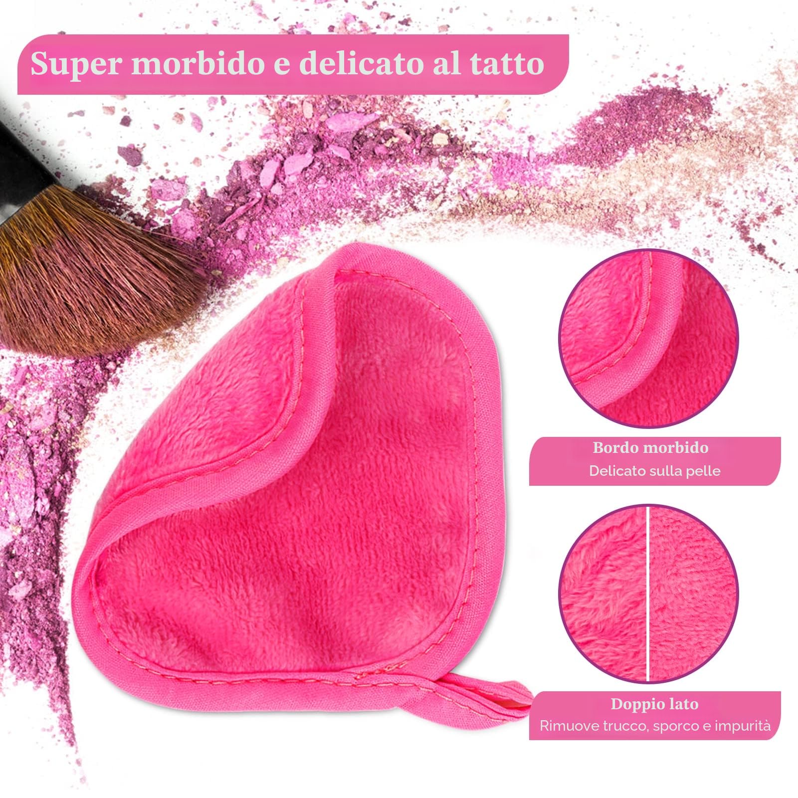 Orighty Salviette Struccanti Confezione da 12 Panni per la rimozione del trucco Dischetti struccanti riutilizzabili Rimuovi istantaneamente lo sporco con solo acqua 5 "x 5"