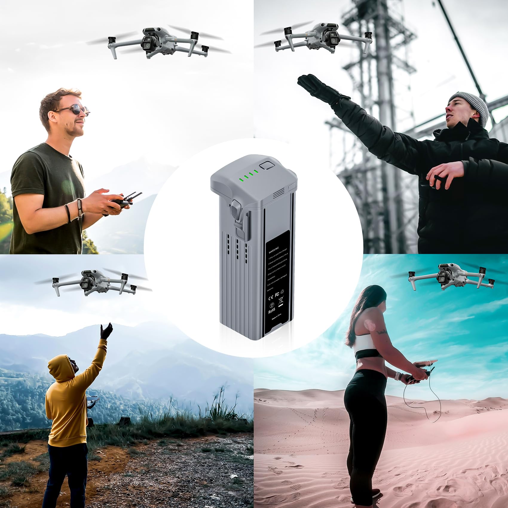 Fantasyo Batteria Air 3, 4276 mAh, batteria di volo intelligente, confezione da 2, compatibile con drone DJI DJI Air 3/Air 3S