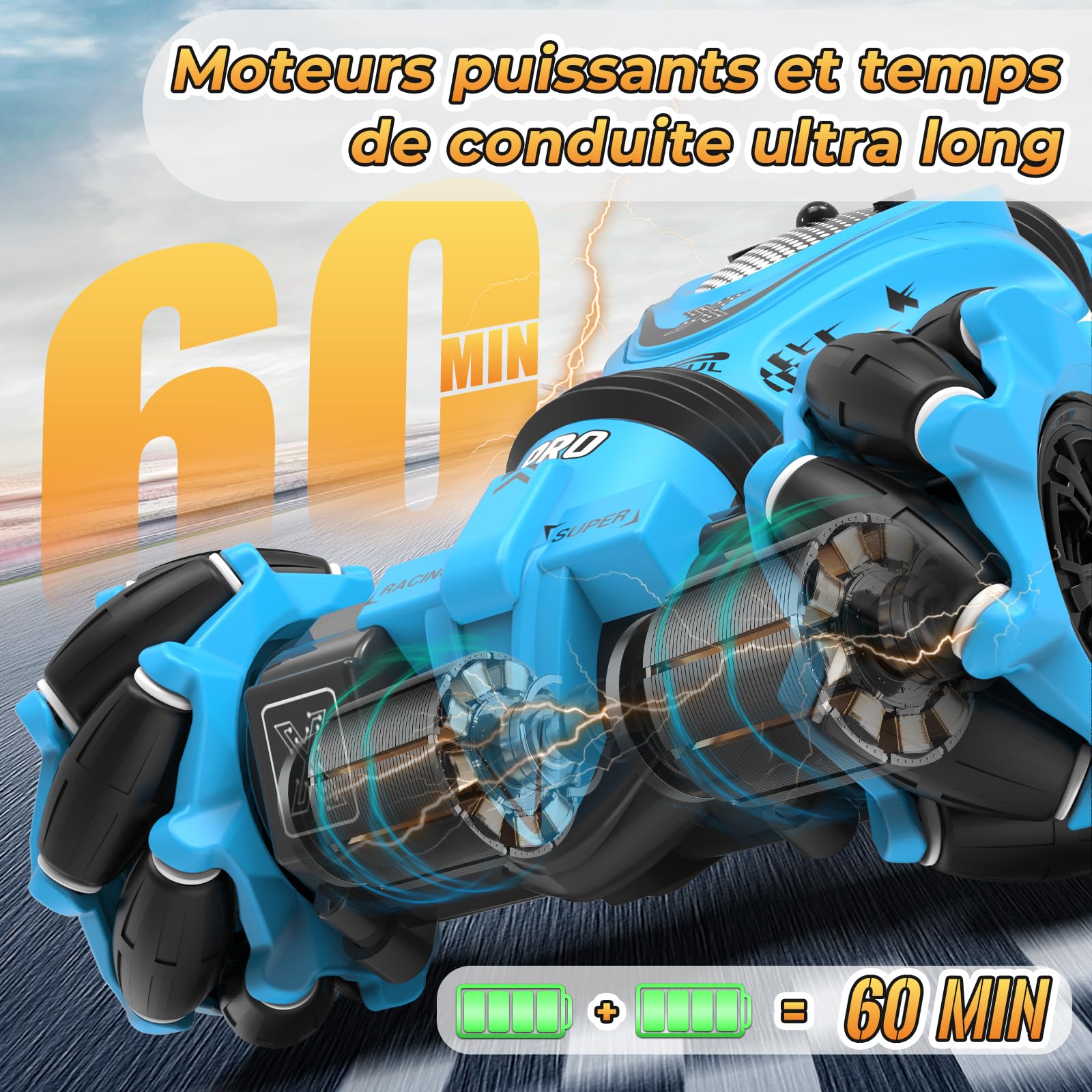 Pristar Voiture telecommandé avec la Main Voiture Telecommandé Tout Terrain, 4x4 Voiture Télécommandée Enfant, 2.4Ghz RC Drift Auto Voiture Radiocommandée, Cadeaux pour la journée des Enfants