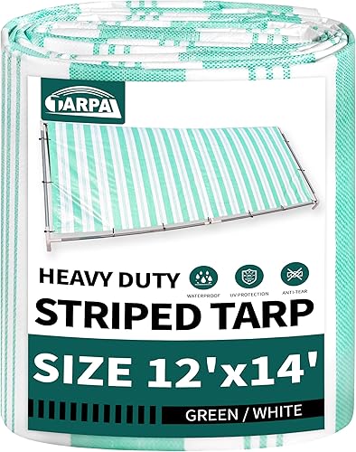 Miniatura 52 de TARPAL Lona blanca impermeable de 8'x10' de 7.5 mil de servicio mediano multiusos, cubierta de lona de polietileno impermeable, a prueba de nieve,