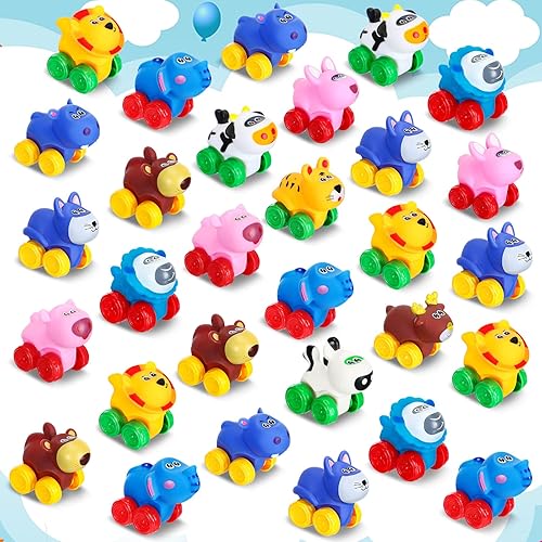 Juego de 30 autos de animales de goma suave, vehículos de juguete, vehículos de animales de dibujos animados, autos de juguete de baño para empujar disponible en Yaxa Colombia