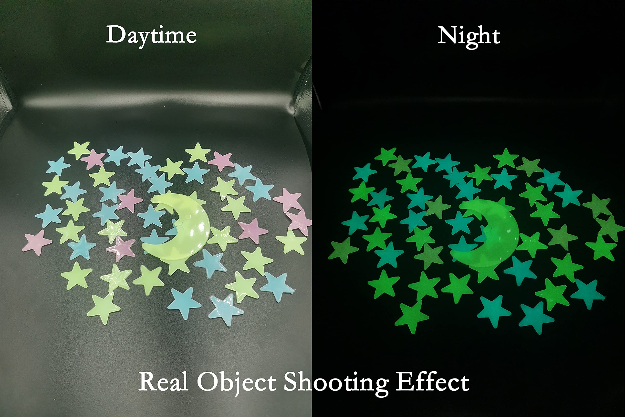 200 Adesivi Murali Fluorescenti Stelle E Luna Che Si Illuminano Al Buio - Decorazione Cameretta Bambini, 3cm + 9cm