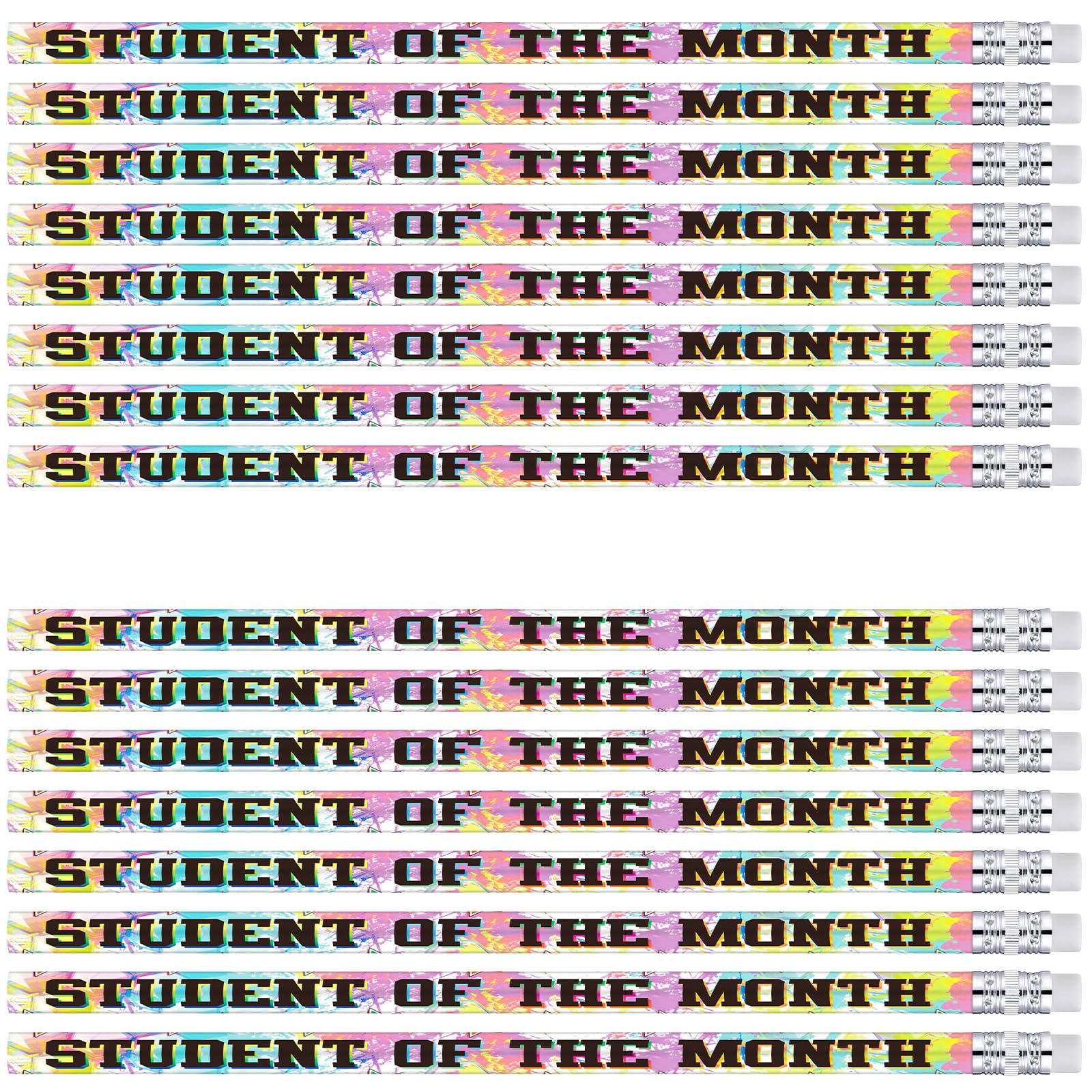 Tenceur 100 Pcs Student of The Month Pencils with Erasers Bulk 7.3 Inches Student Incentives Recognition Education Award Prize for Teacher School Classroom Reward Supplies