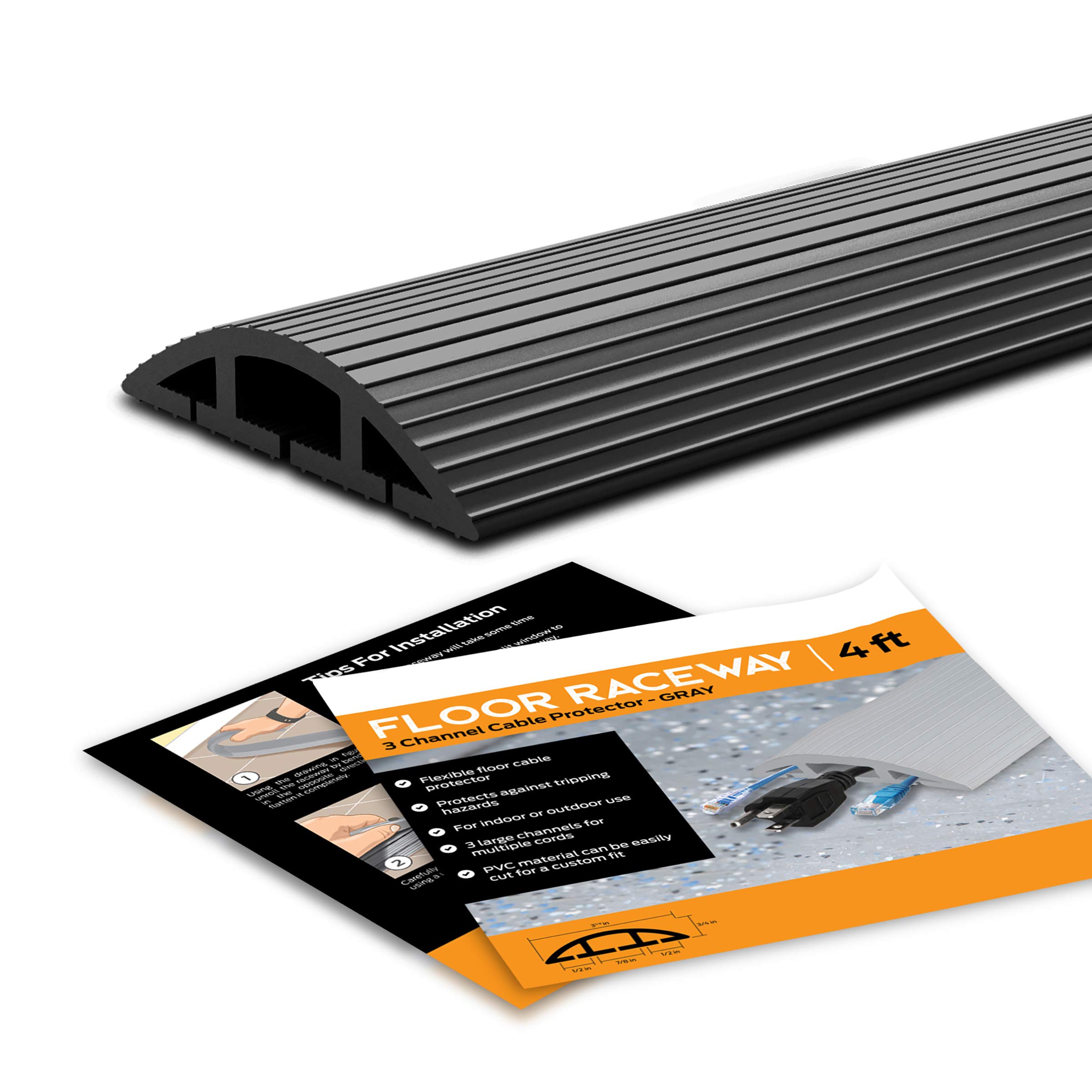 Buy 4Foot Cord Cover Floor Cable Management Kit for Indoor or