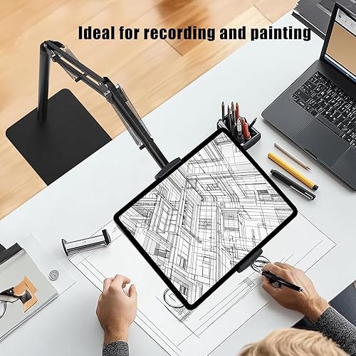 Miniatura 4 de Lucky Trip Soporte de suelo para tablet con base estable de doble resistencia que nunca se vuelca, altura ajustable, giratoria, soporte para