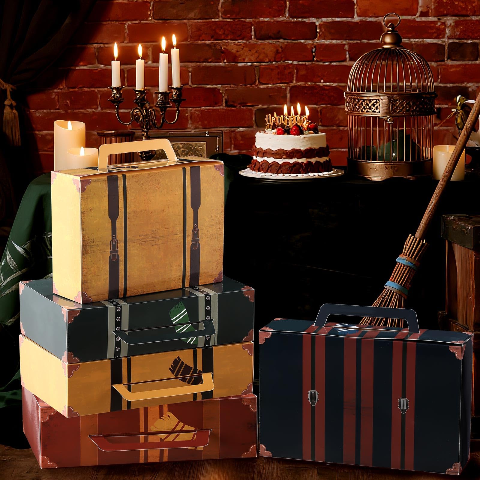 12 Pcs Magic Party Paperboard Vintage Suitcases Box Decorations