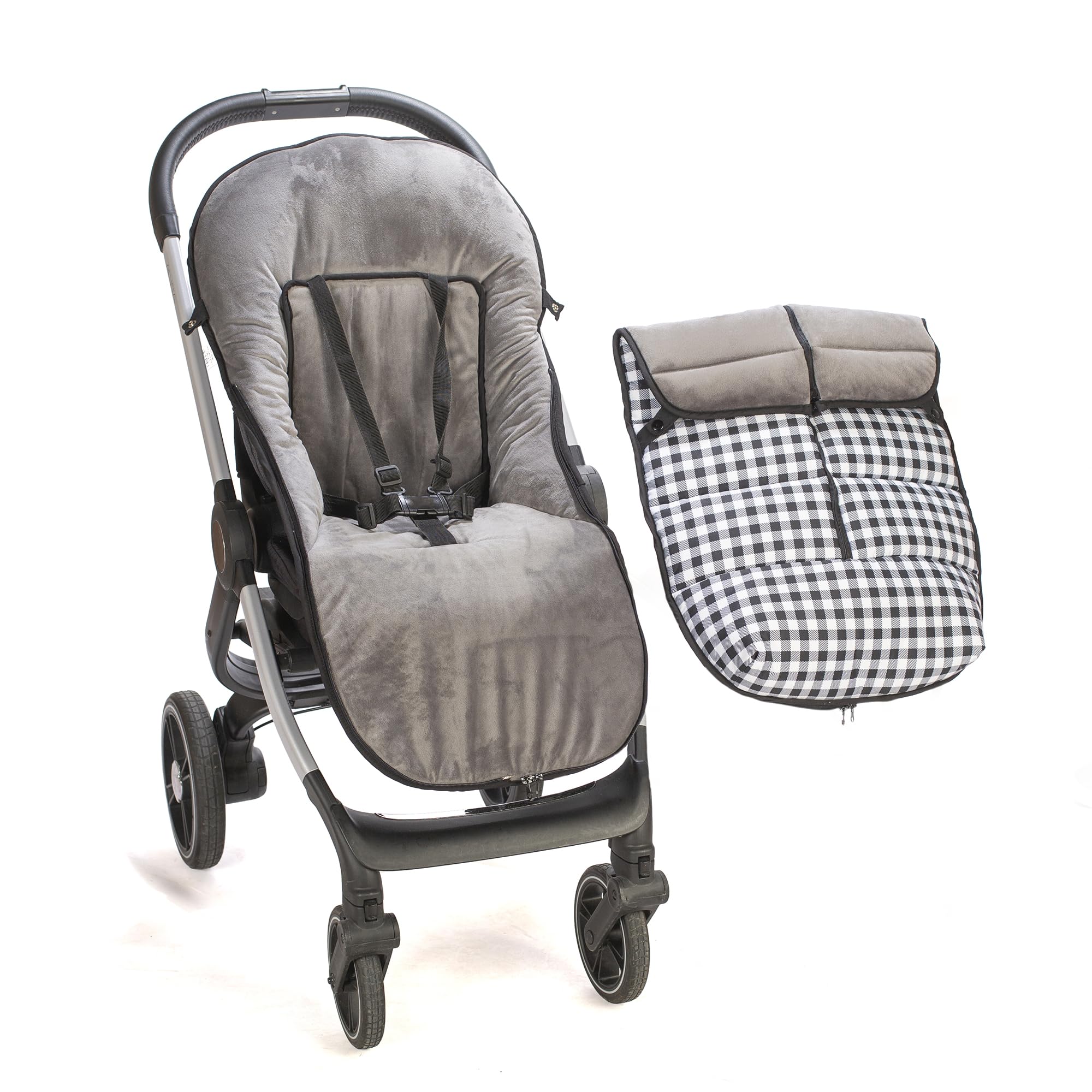 variouss Saco polar de Silla de Paseo Universal, Saco carrito de Bebé invierno, Desmontable impermeable y transpirable (Vichy Negro)