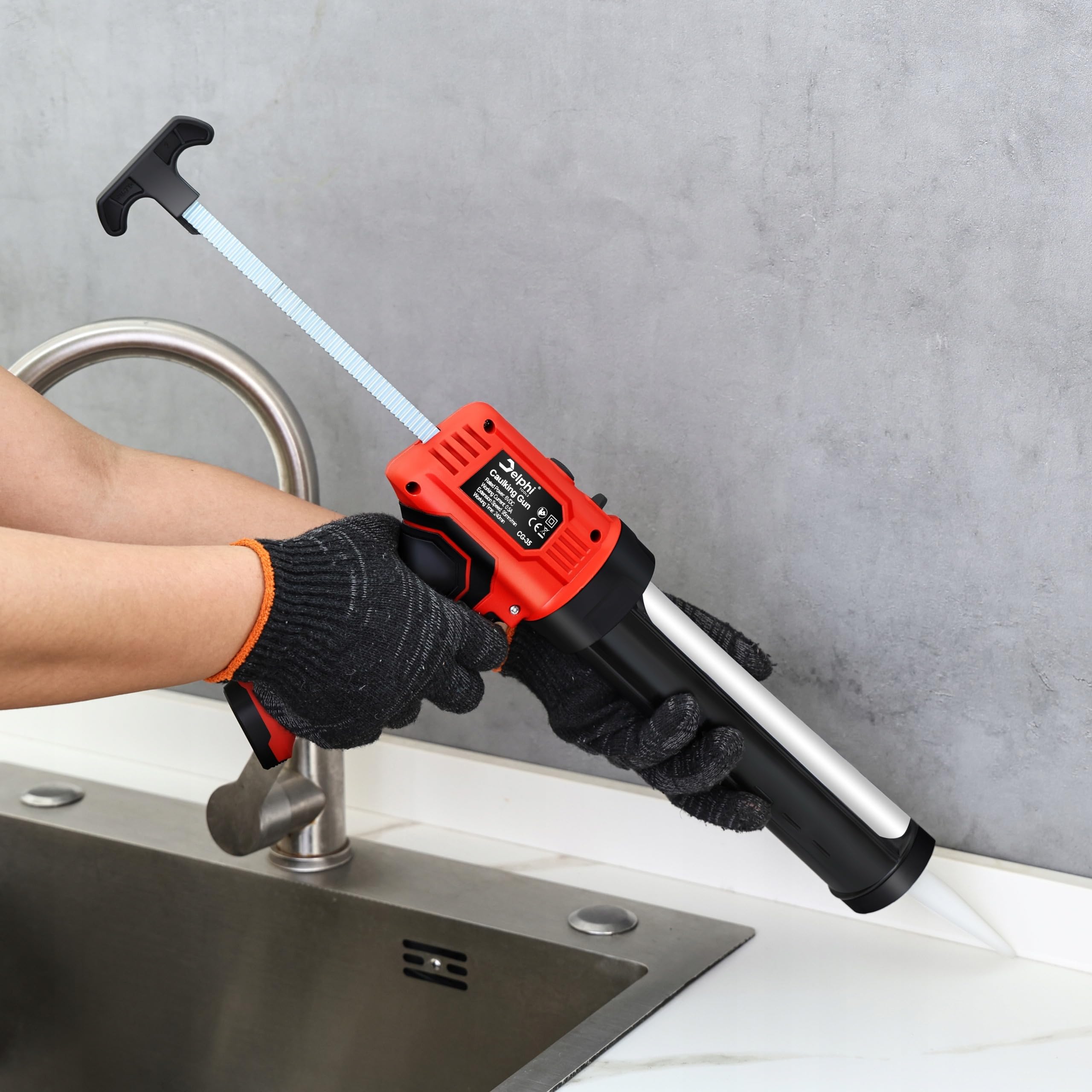 Kartuschenpresse Akku 300 ml mit LED 4 Fugenglätter und Batterien im Set