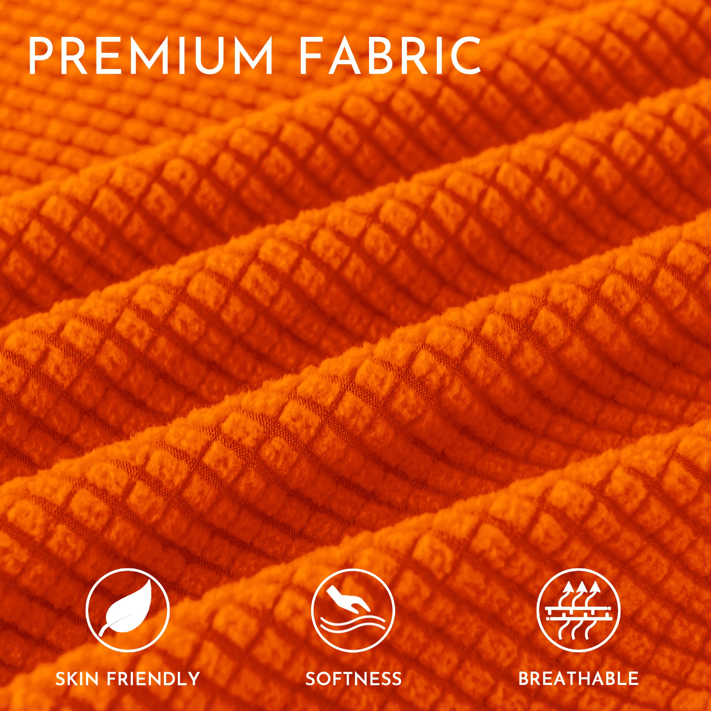 subrtex Stretch Armchair Sofa Slipcover 2 Piece Sofa Cover 1 Seater Soft Couch Slipcover Washable Furniture Covers, Jacquard Fabric Armchair Checks(Orange,Armchair)