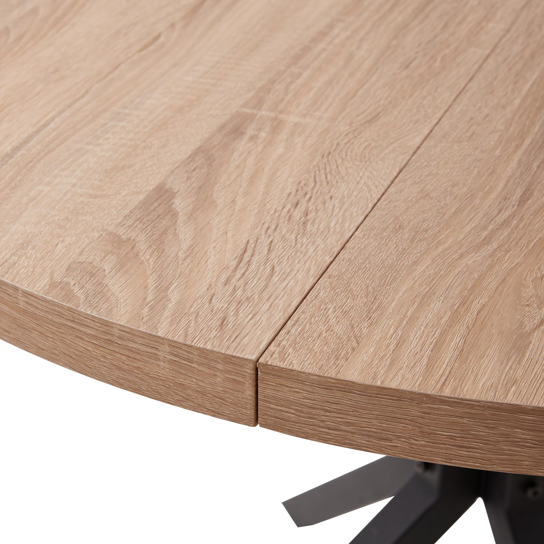 GrandCA HOME 100 cm esstisch rund，Großer esstisch,Geeignet für 4-6 Personen，MDF-Platte/Metallbeine aus Eisen,Geeignet für Küche, Esszimmer, Café, Wohnzimmer (Helle Holzmaserung)