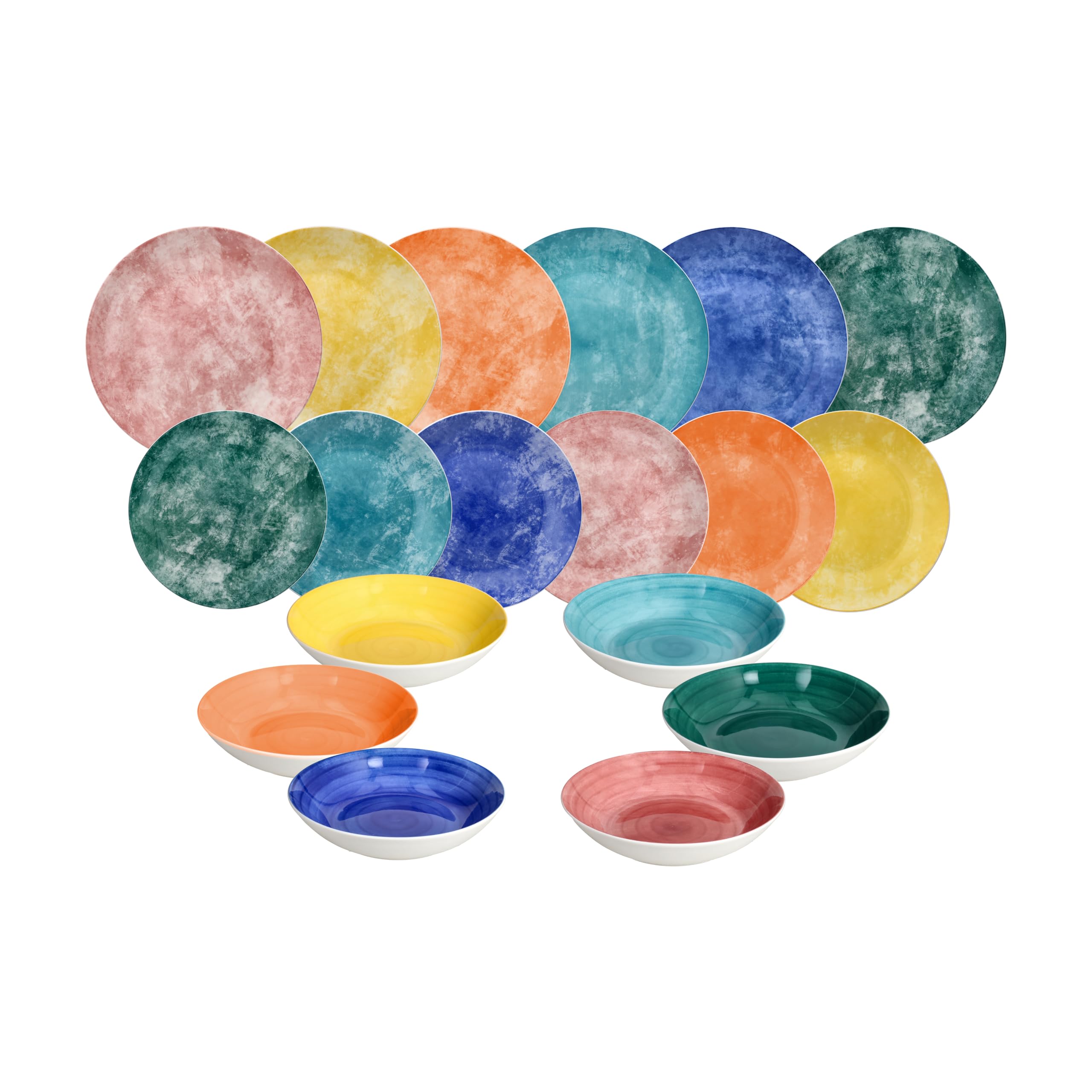 Tognana Fiesta 18-Piece Dinner Set for 6, Porcelain, Multi-Colour