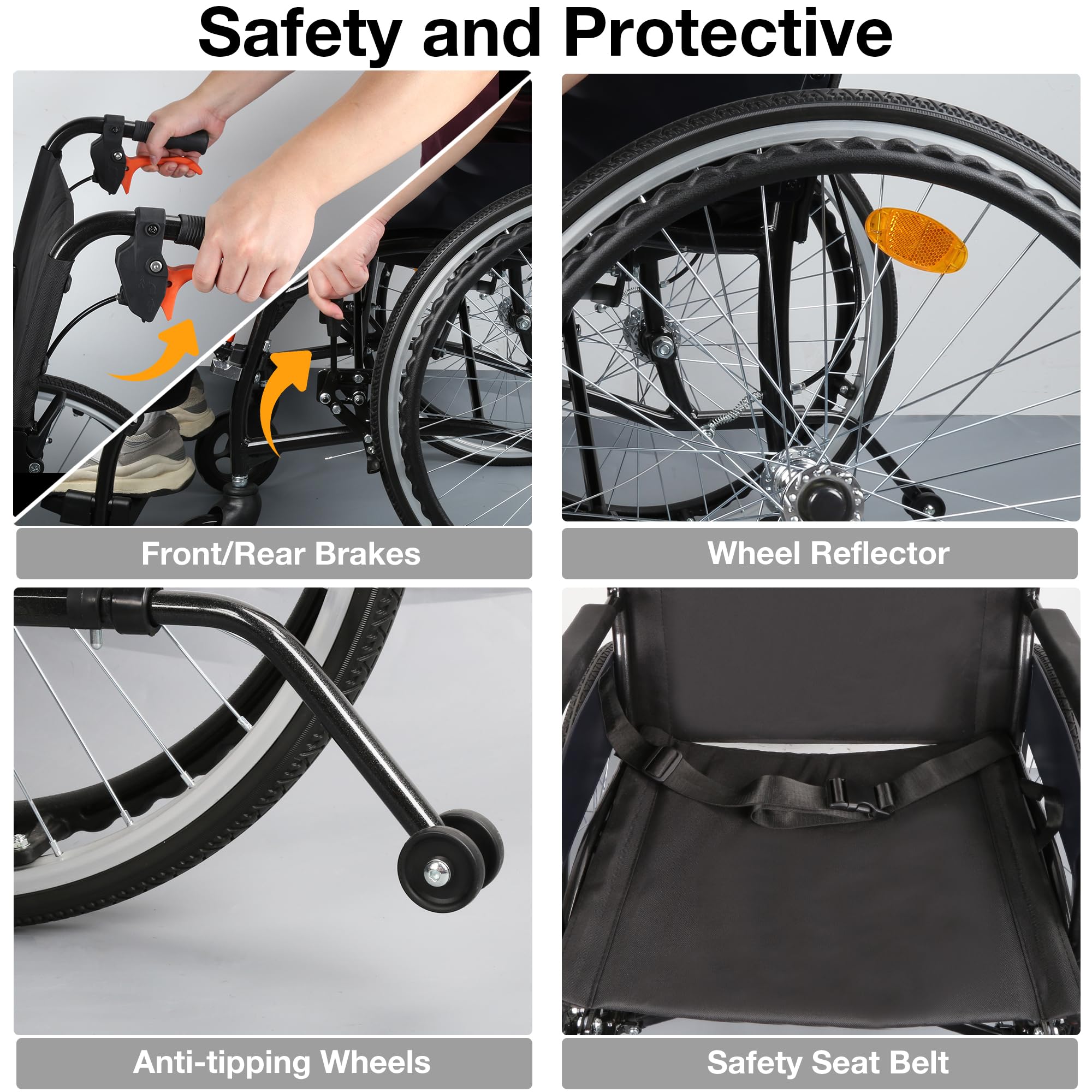 Premium Adult Wheelchair - Lightweight & Foldable -7