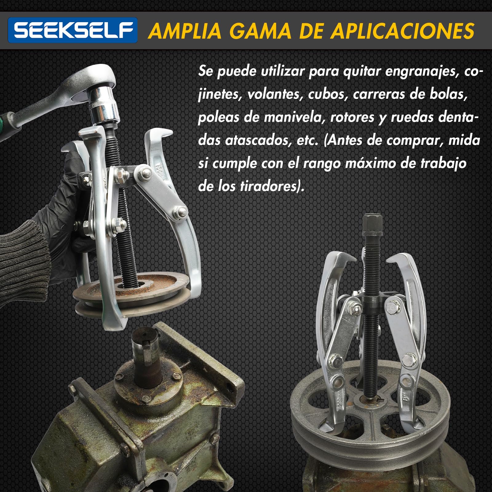 Juego de extractor de engranajes de 3", 4", 6" y 8" pulgadas, kit de extractor de rodamientos de 2 mandíbulas/3 mandíbulas con llave dinamométrica, herramienta de tracción resistente