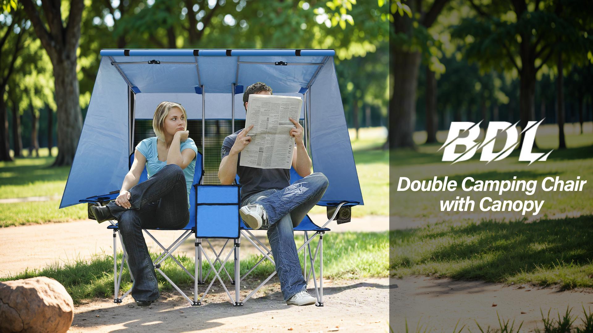 Amazon.com: BDL Double Camping Chair with Canopy, Two Person
