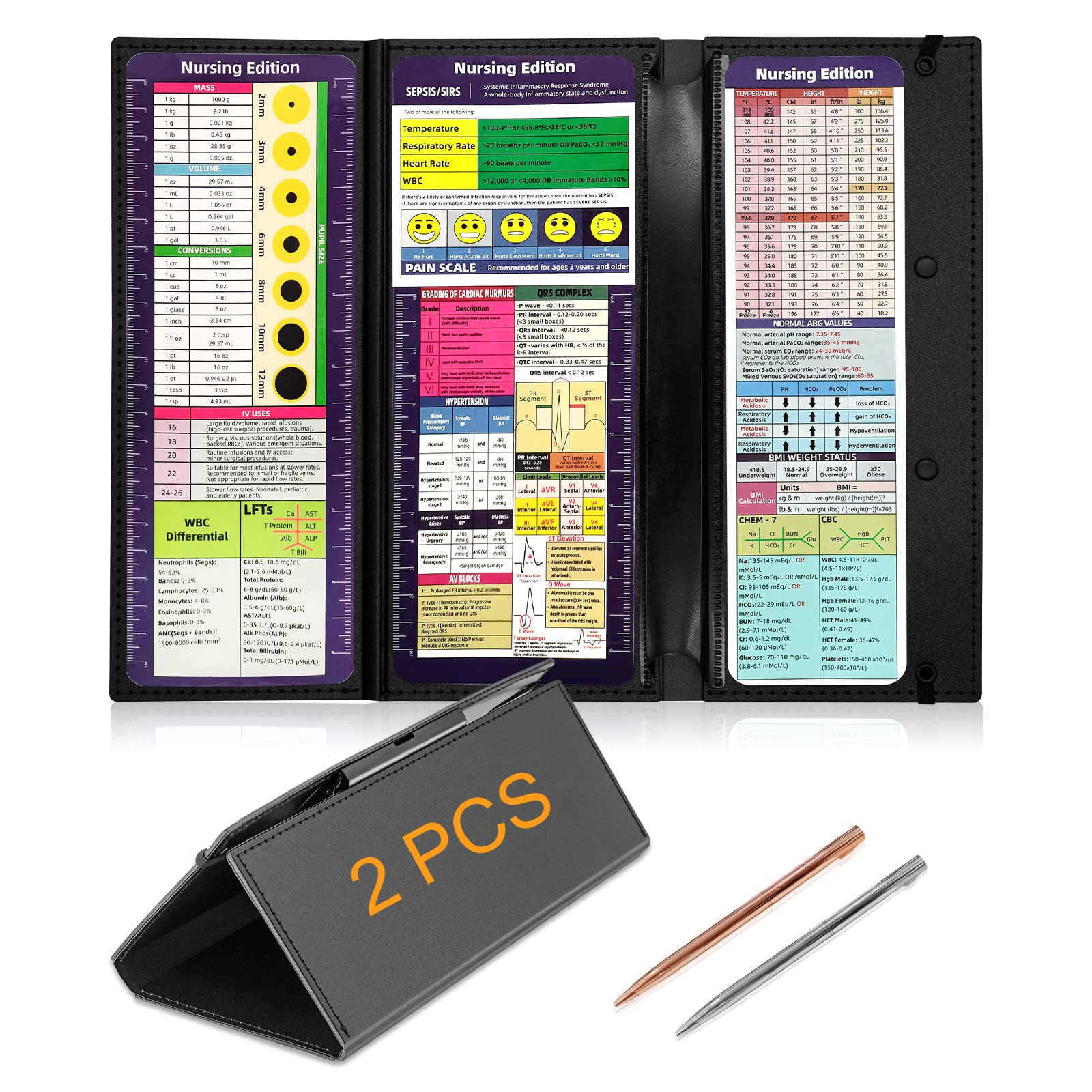 Portapapeles Plegable Para Enfermería - Aluminio 3 Capas, Ligero, Incluye Hojas De Referencia