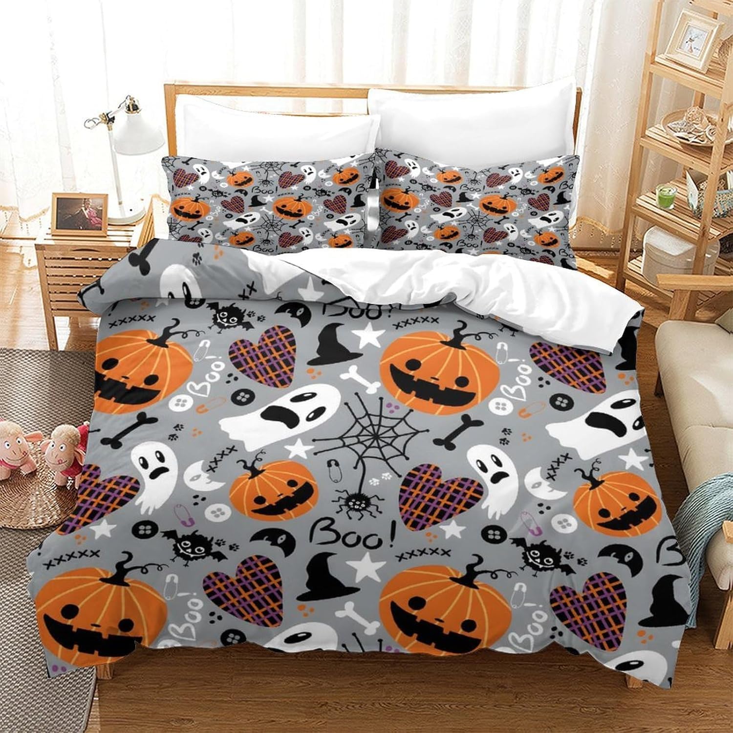 Parure de lit 155x220 cm anti-allergie housse couette 3D facile à laver