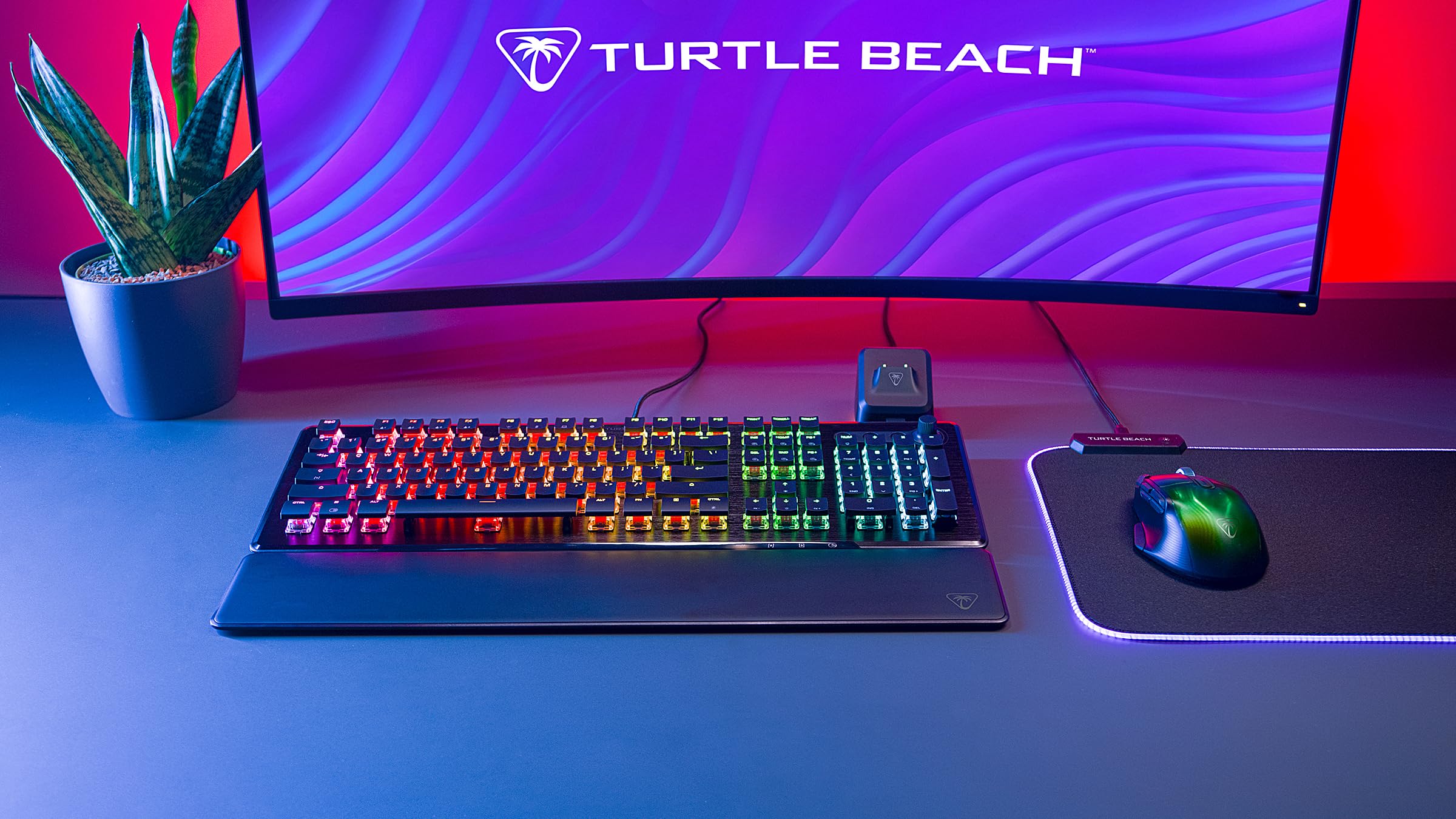 Turtle Beach Vulcan II – mechaniczna klawiatura gamingowa PC, przełącznik Tactile Titan II, podświetlane przyciski, zdejmowana podkładka pod nadgarstek, układ DE