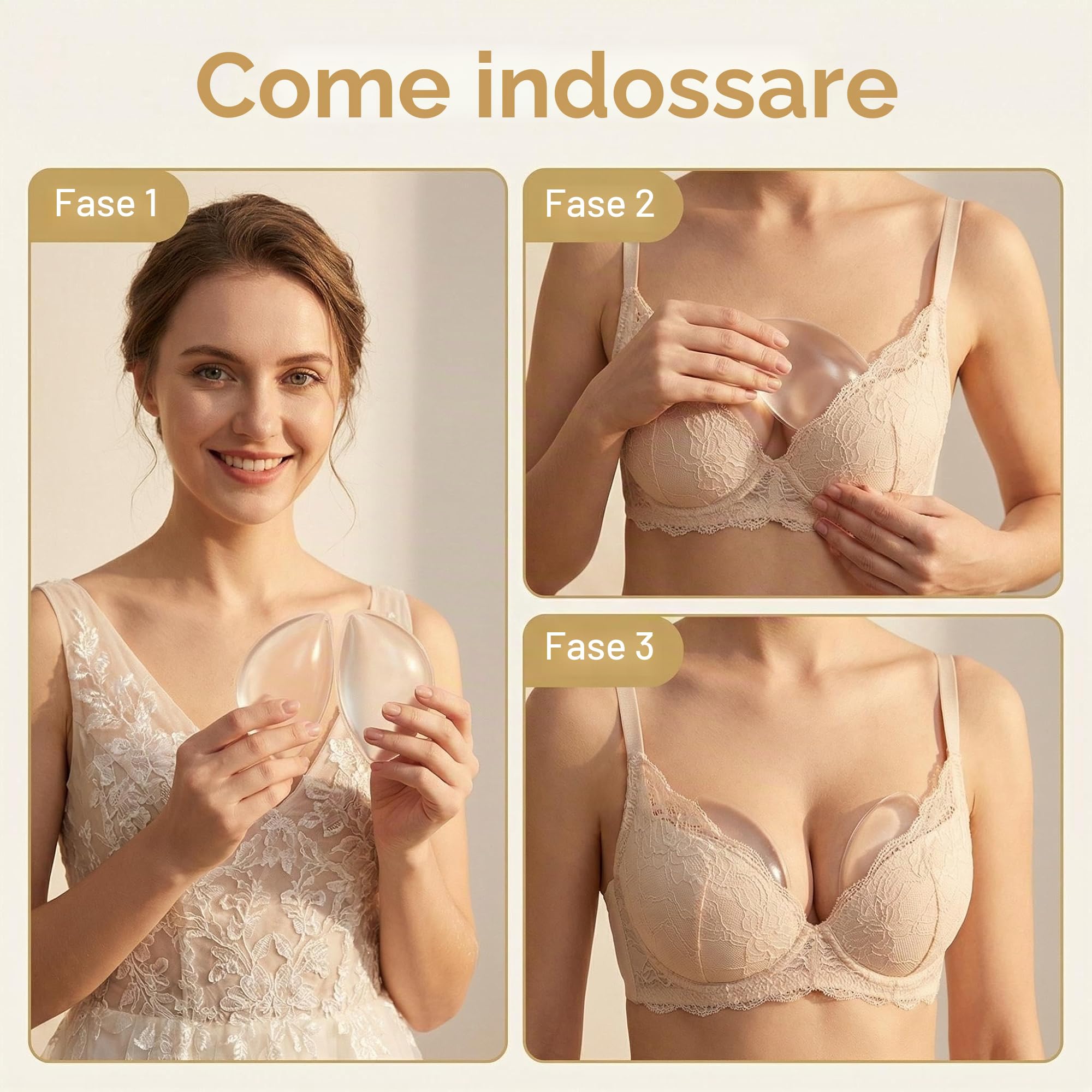 VASANA Silicone Reggiseno Inserti Reggiseno Pad Breast Enhancers Impermeabile Gel Inserti Riutilizzabili Reggiseno Lift per Donne Ragazze Bikini Push Up Breast Pads(Trasparente)