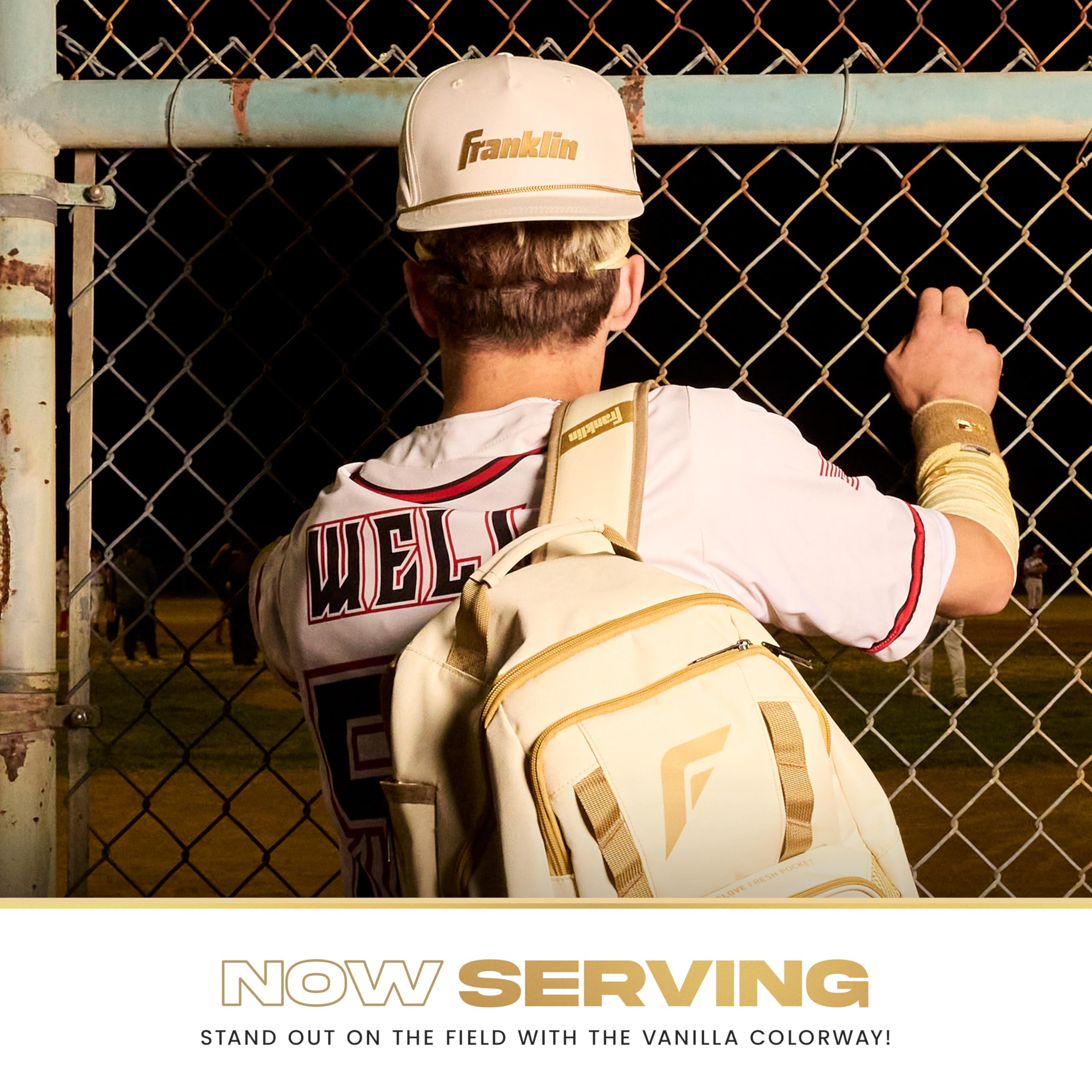 Franklin Sports Cappello da Baseball Snapback – Berretto da Baseball + Softball per Uomo e Donna – Cappello Sportivo per Adulti a 5 Pannelli – Cappello Fresco e Confortevole per Atleti – Vaniglia/Oro
