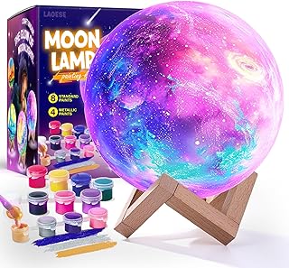 Paint Your Own Moon Lamp Kit, Cool Gifts DIY 3D Moon Night Light, Arts and Crafts for Kids Ages 8-12, Space Art Supplies Craft Kits, Girls Boy Birthday & Christmas Gifts Ages 3 4 5 6 7 8 9 10 11 12+