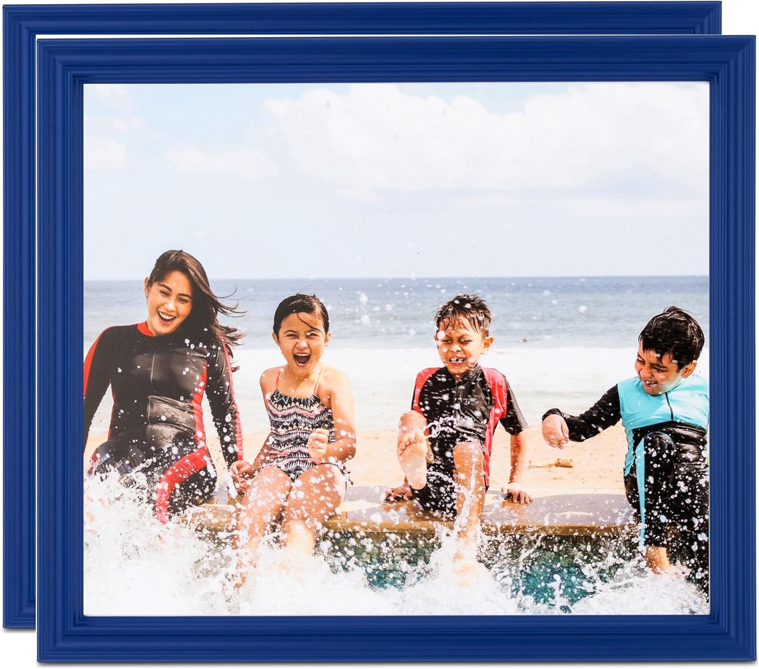ArtToFrames 11x14 Inch Blue Picture Frame, 2 - Pack, This 1.00 inch Custom Wood Poster Frame is Blue, Comes with Regular Glass (Frame_Pack_2_0066-60823-YBLU-11x14)