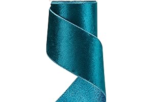 HUIHUANG 4 Wired Turquoise Blue Ribbon for Christmas Tree Decorations