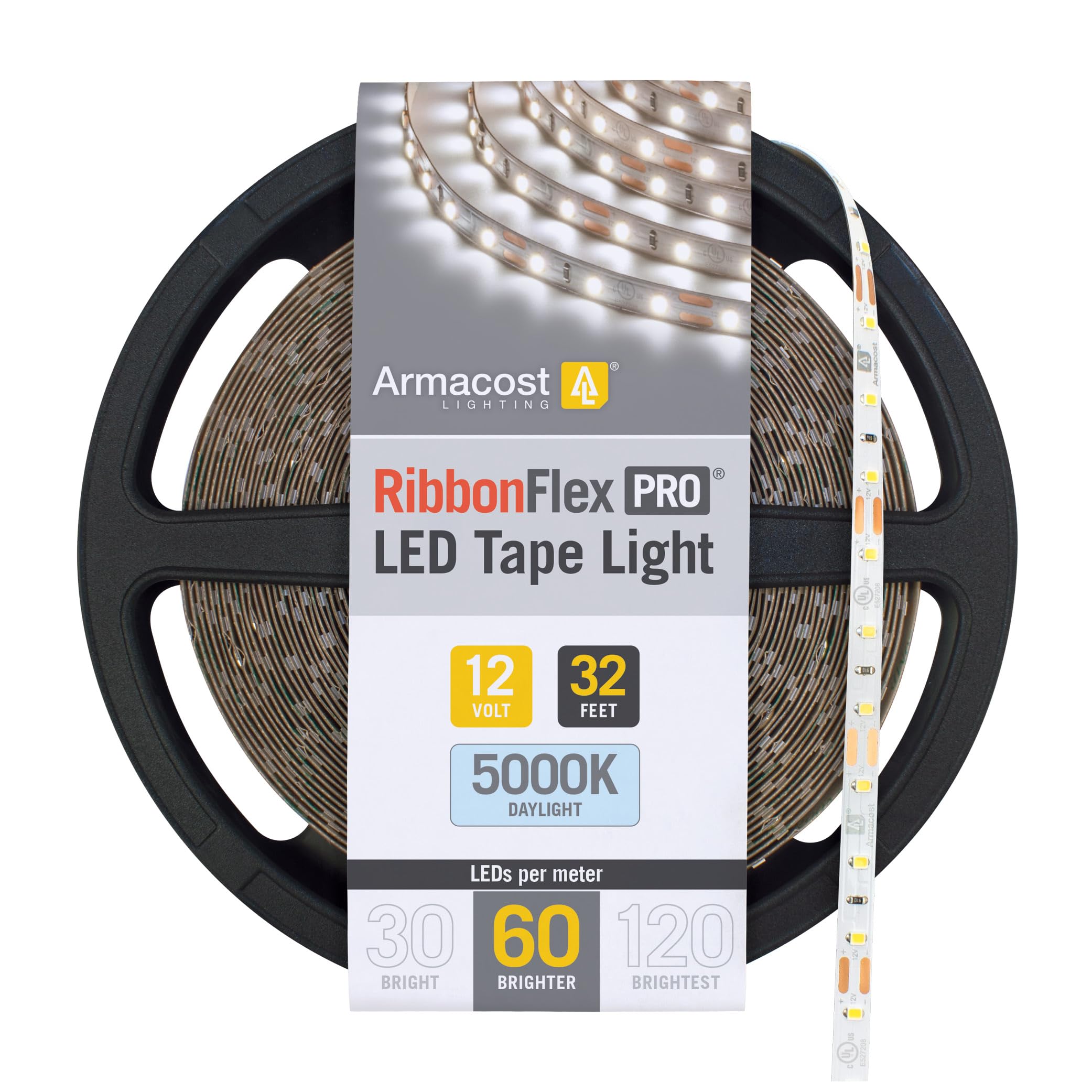 Armacost Lighting RibbonFlex Pro 12V White LED Strip Lights 60 LED/m, 5000K, 32.8 ft, 162250