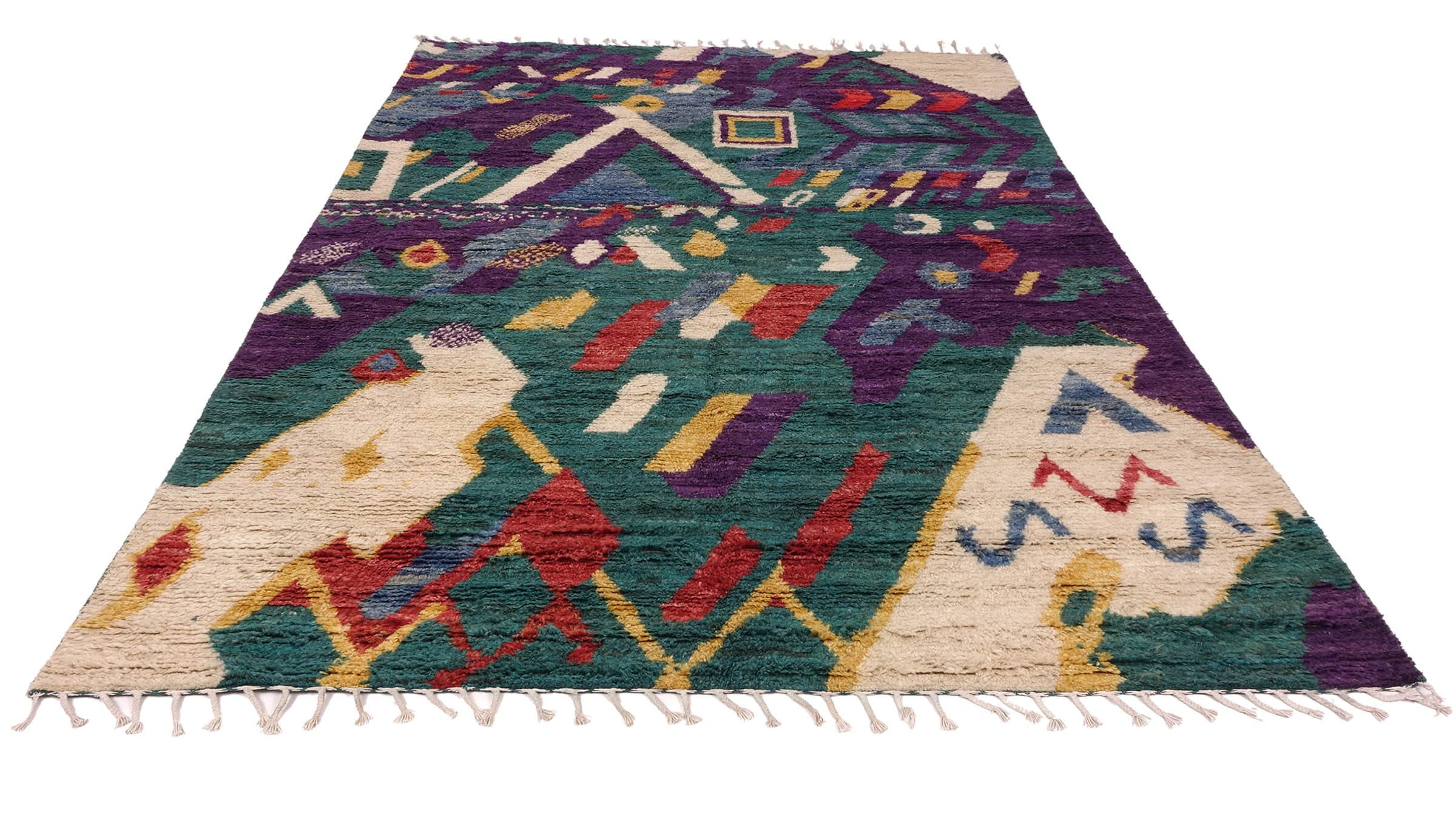 Afghan Berber Maroccan Tapis design tissé à la main Vert moderne Orient B 200 x 300 cm