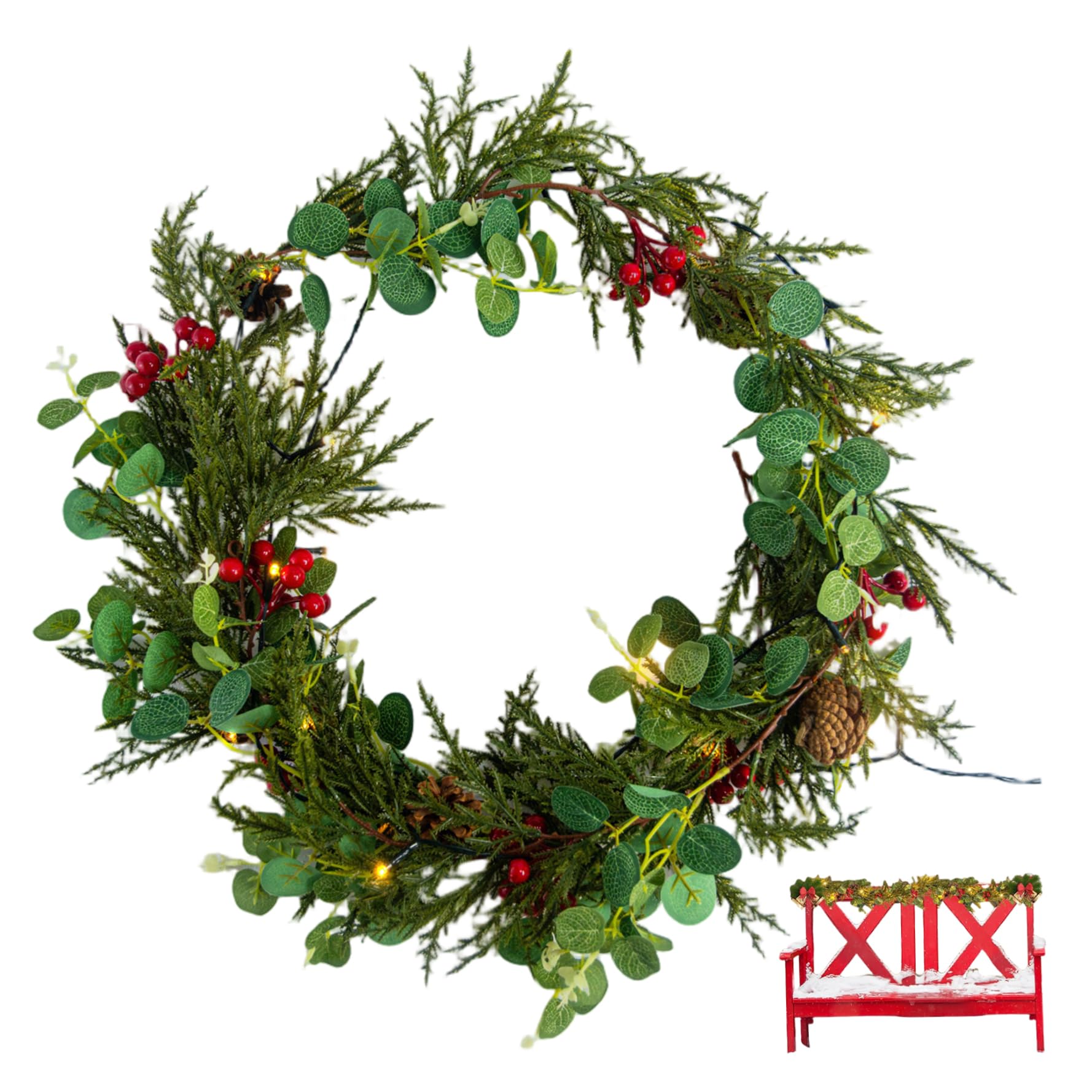 Guirlande de Noël avec lumières LED pour illuminer vos escaliers et votre cheminée de fêtes