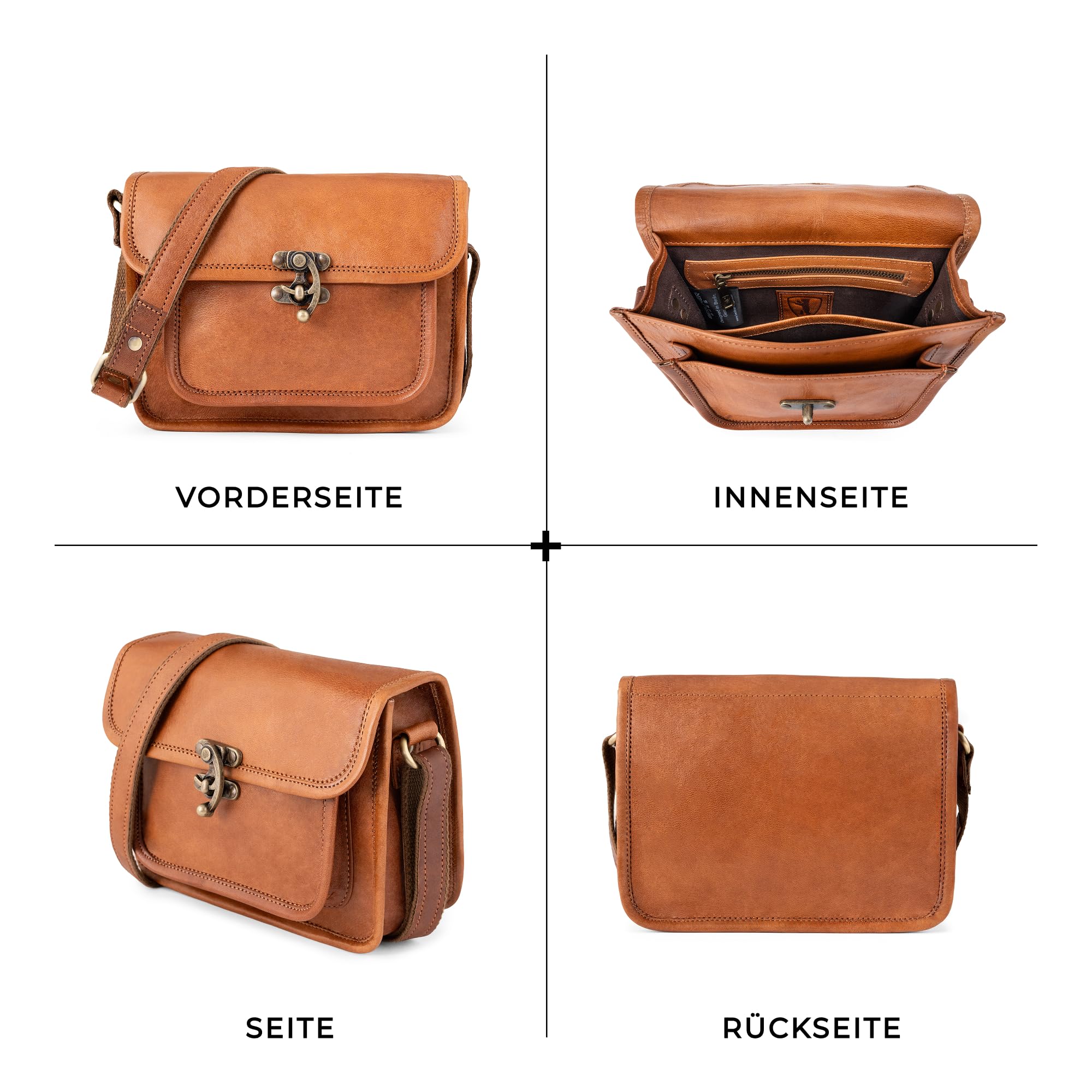 Berliner Bags Vintage Umhängetasche Helena aus Leder für Damen - Braun