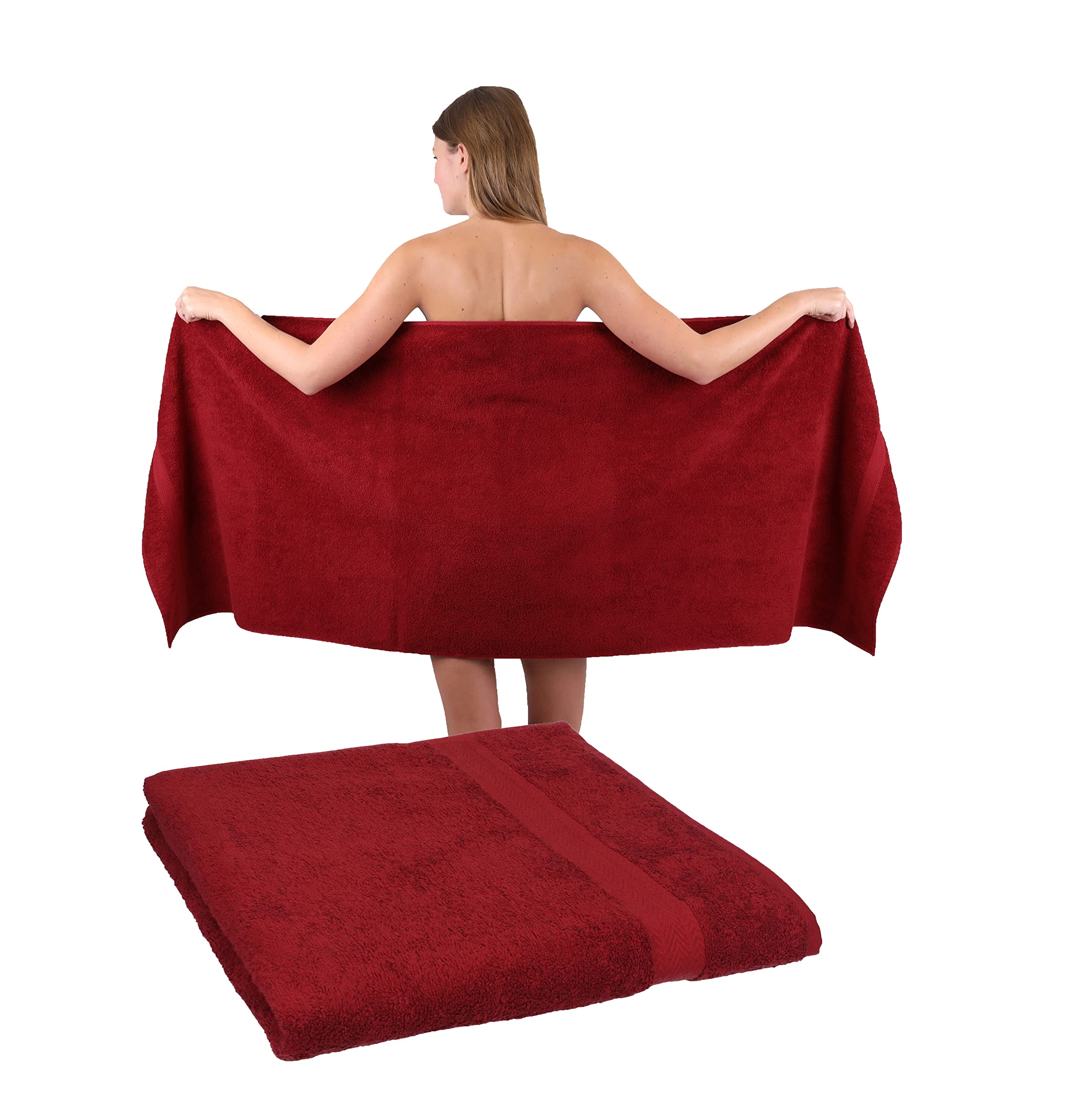 Betz Set Di 2 Asciugamani Da Sauna XXL In Cotone 100% – Telo Bagno E Mare 70 X 200 Cm, Colore Rosso Scuro