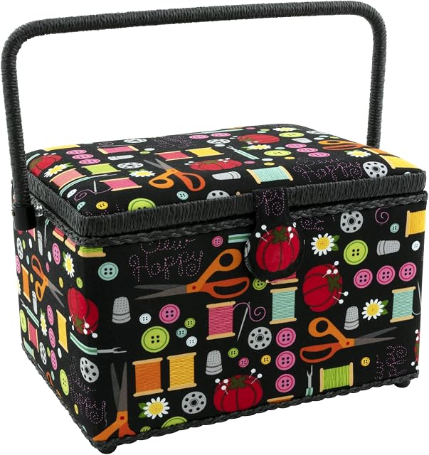 Dritz Large Sewing Basket, Black Sewing Notions