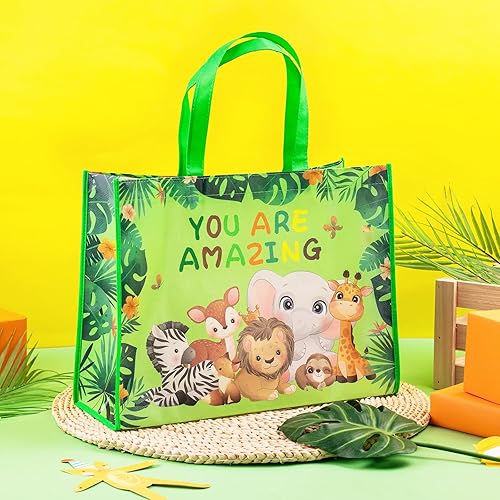 Miniatura 3 de Loveinside Bolsas grandes de regalo recicladas con asas, bolsa de regalo reutilizable para fiestas de cumpleaños para niños, bolsa de compras  16 x